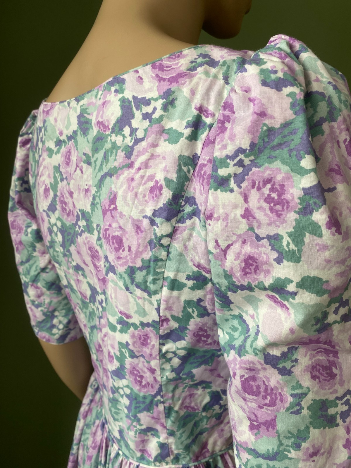 Vintage LAURA ASHLEY Dress Floral Cotton Romantic Cottagecore Puffy Sleeves