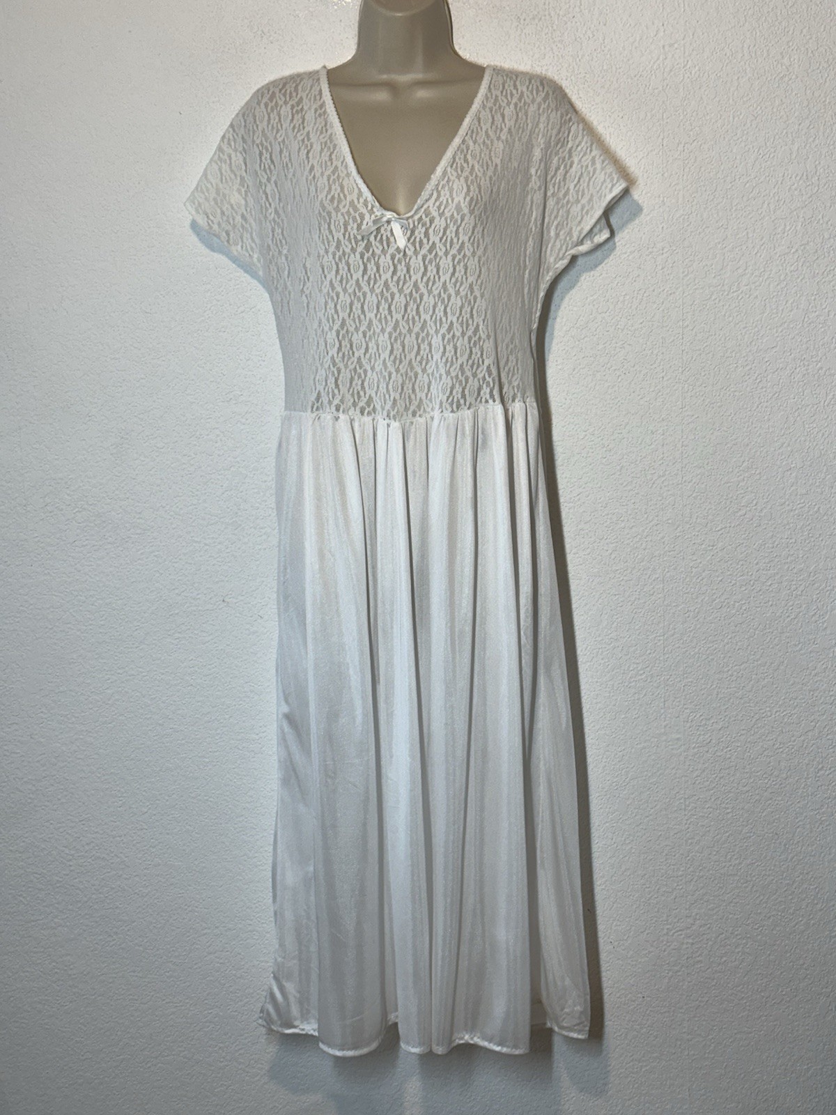 Vintage 80s Lace White Nightgown Smart Fit Lingerie Sz 3X Modest Bridal