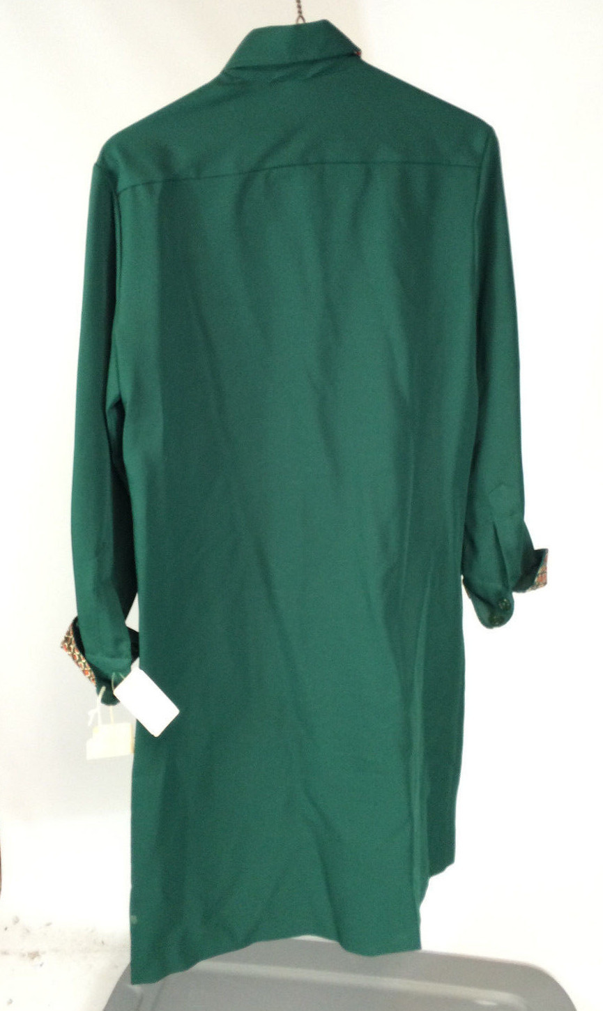 NOS Vitnage 70s Boho Bohemian Full Length Button Dress Green Paisley Hippy 12