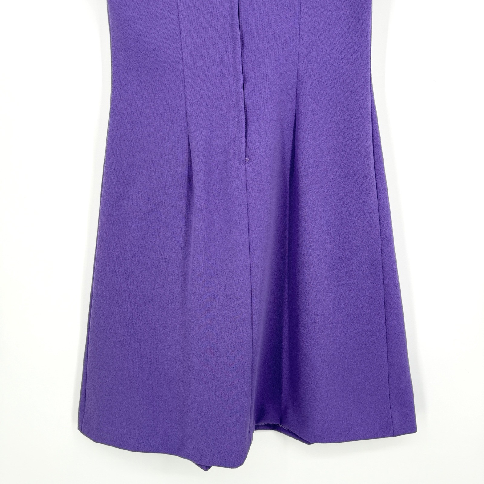 Vintage 60s 70s Mod Purple Fit & Flare Dress White Embroidery Knit Crepe Small