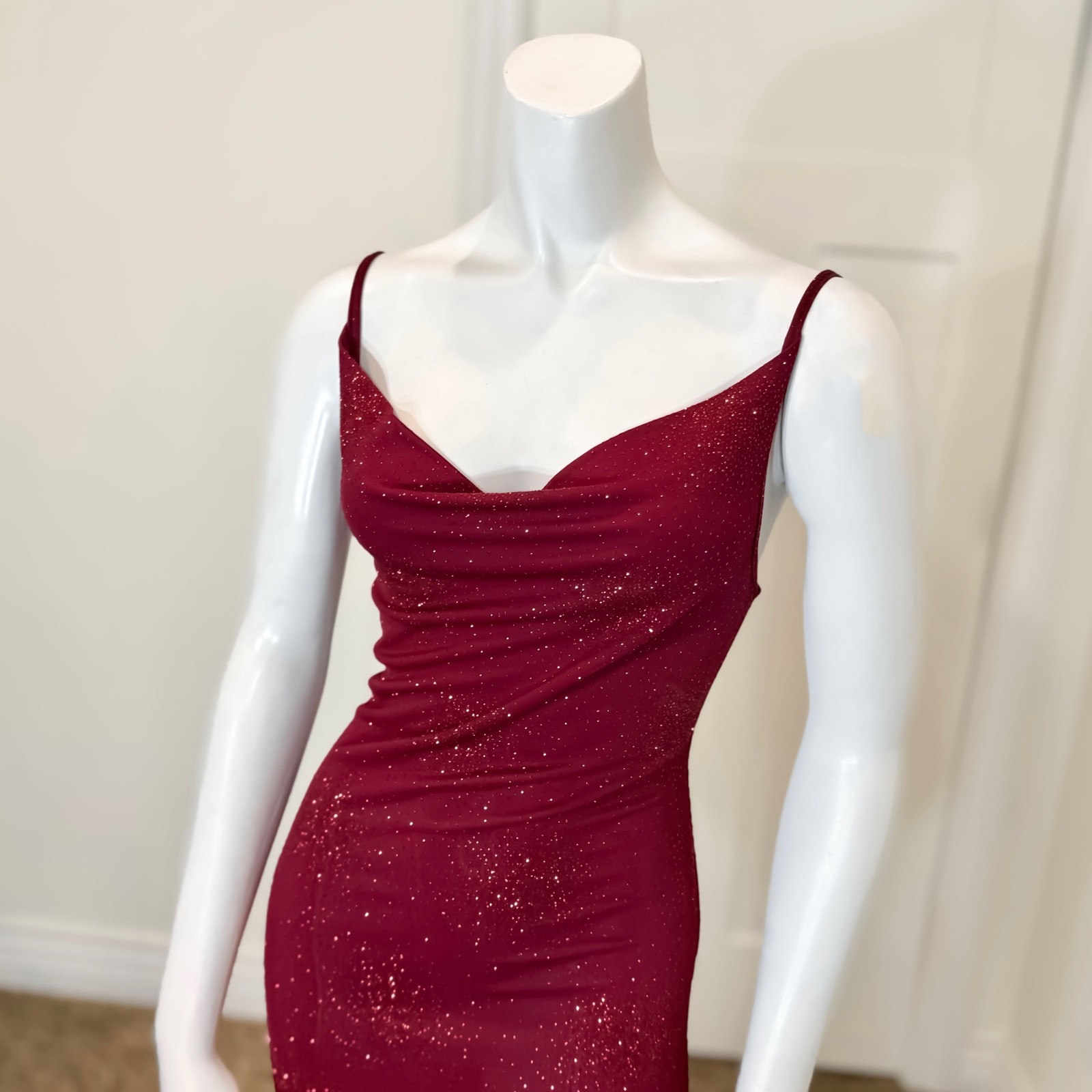 Vintage 90’s Y2K RED GLITTER PARTY DRESS M Stretchy Fairy Sparkle Bodycon Sexy
