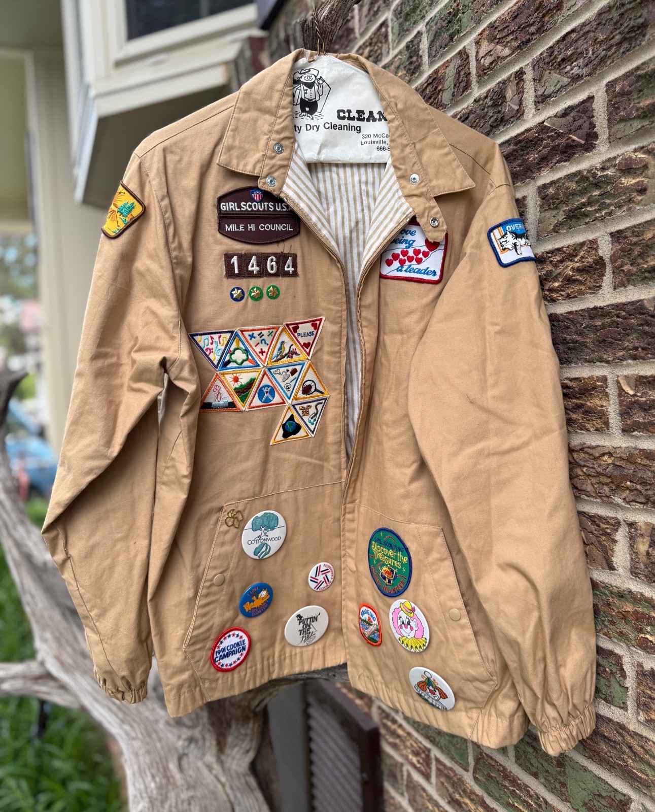 1990s Girl Scouts Vintage Patch & Badges Jacket Coat Large 16-18 Mile Hi Council