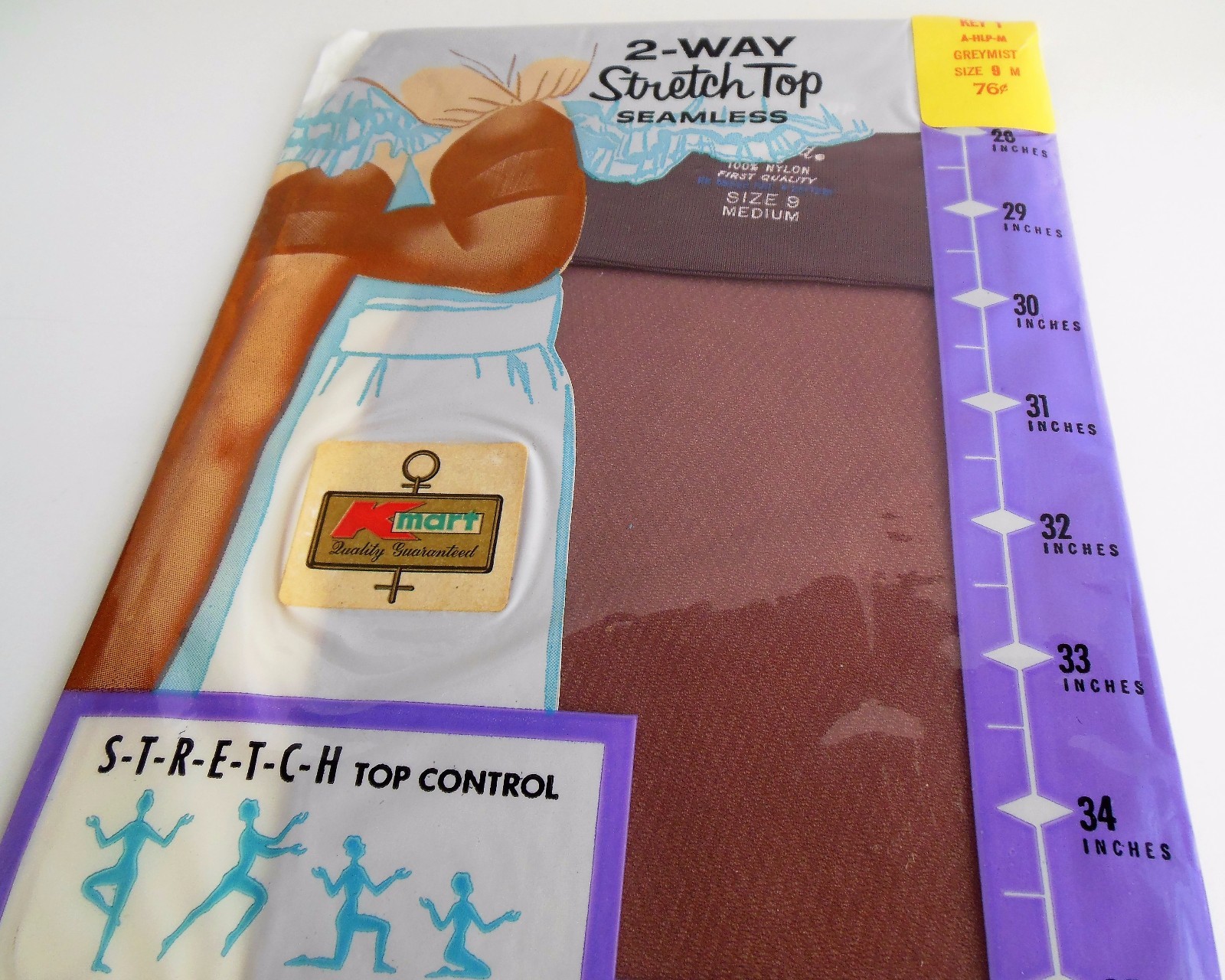Nylon Stockings Kmart Sealed Vintage Stretch Top Seamless Lanolized Grey mist