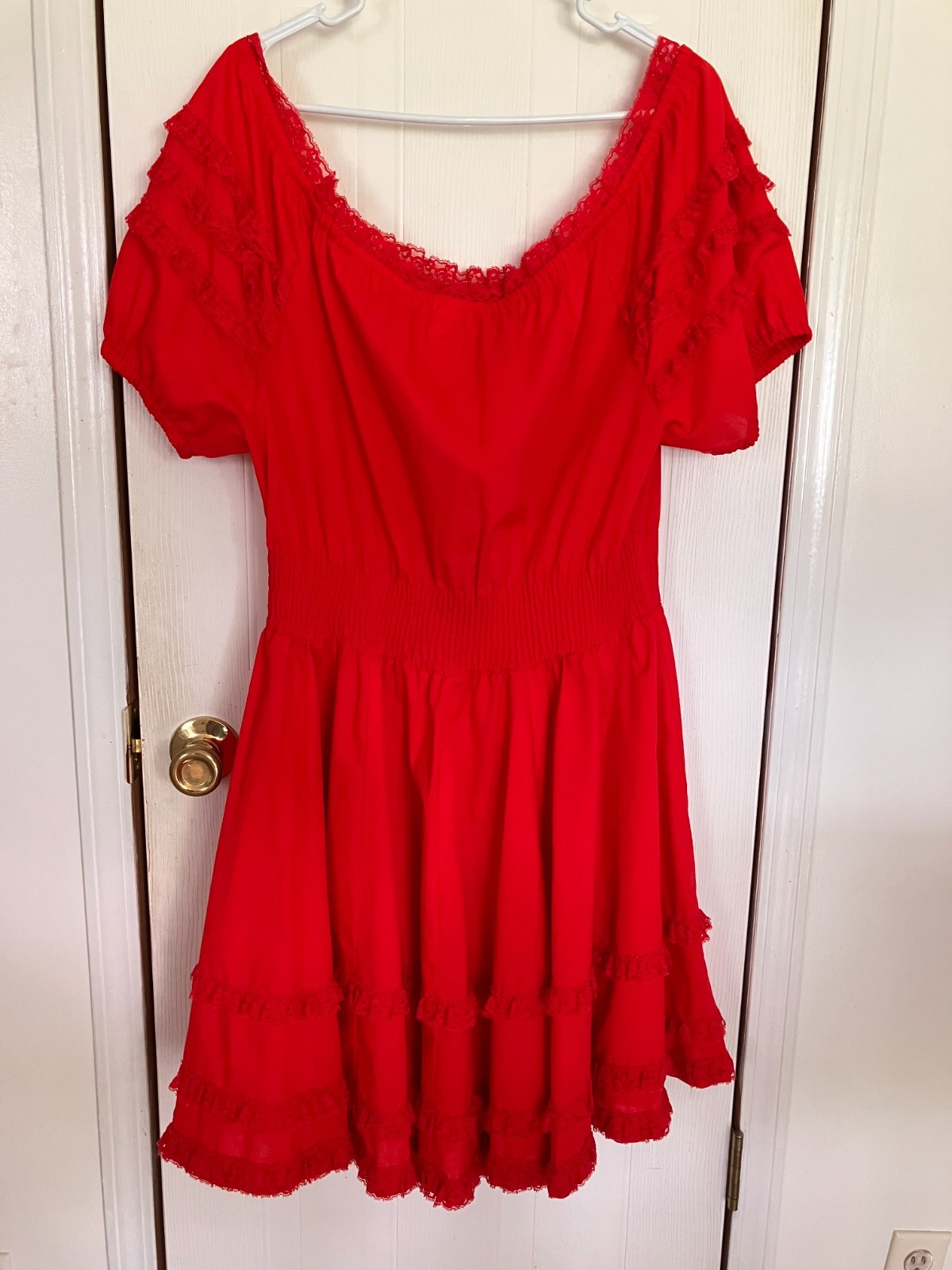 Partners Please Malco Modes vintage lace ruffle dance dress Made in USA retro