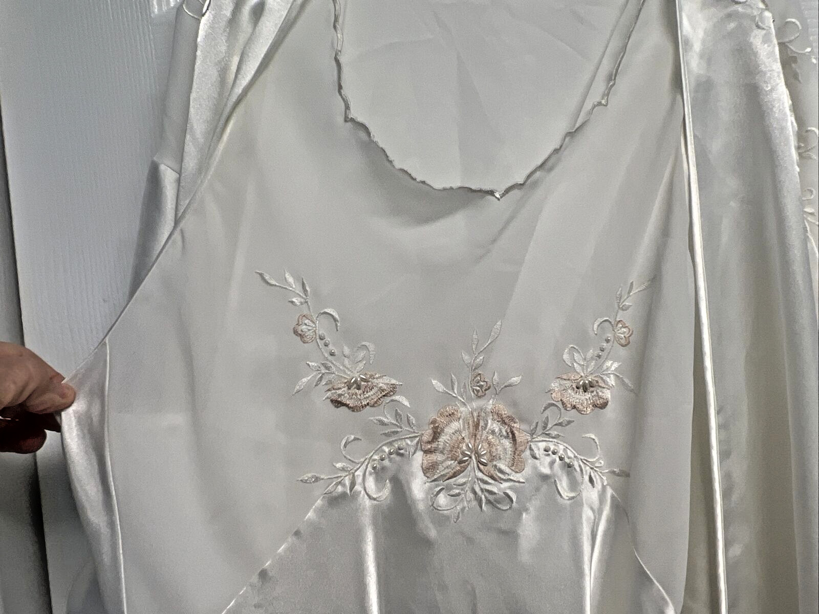 Intimo Amore vintage white satin beaded wedding nighty set Size S