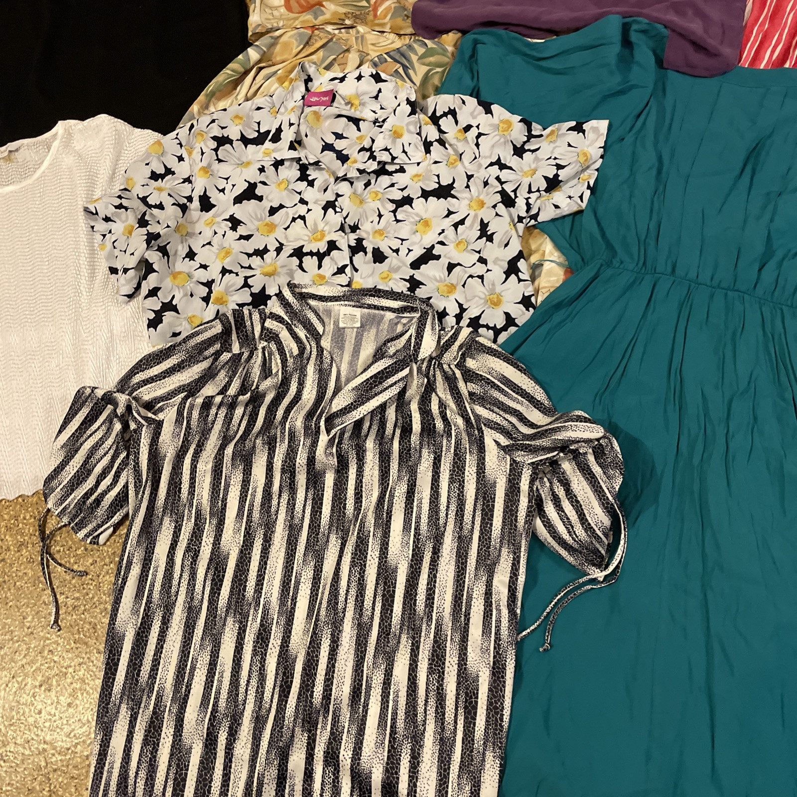 10x Vintage LOT Dresses Blouses Lot 1980s Secretary Midi Floral M L XL Silk Mod
