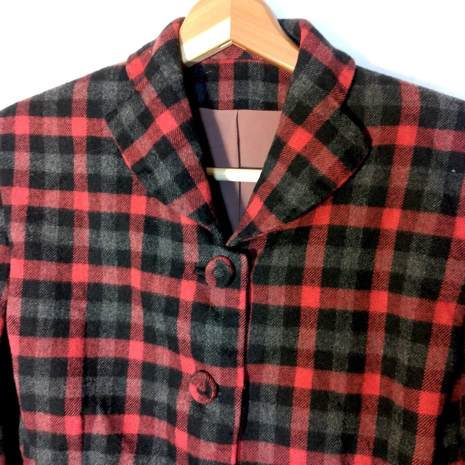Vintage 1950s Skirt Suit Moordale XS Blazer Skirt Red Gray Virgin Wool
