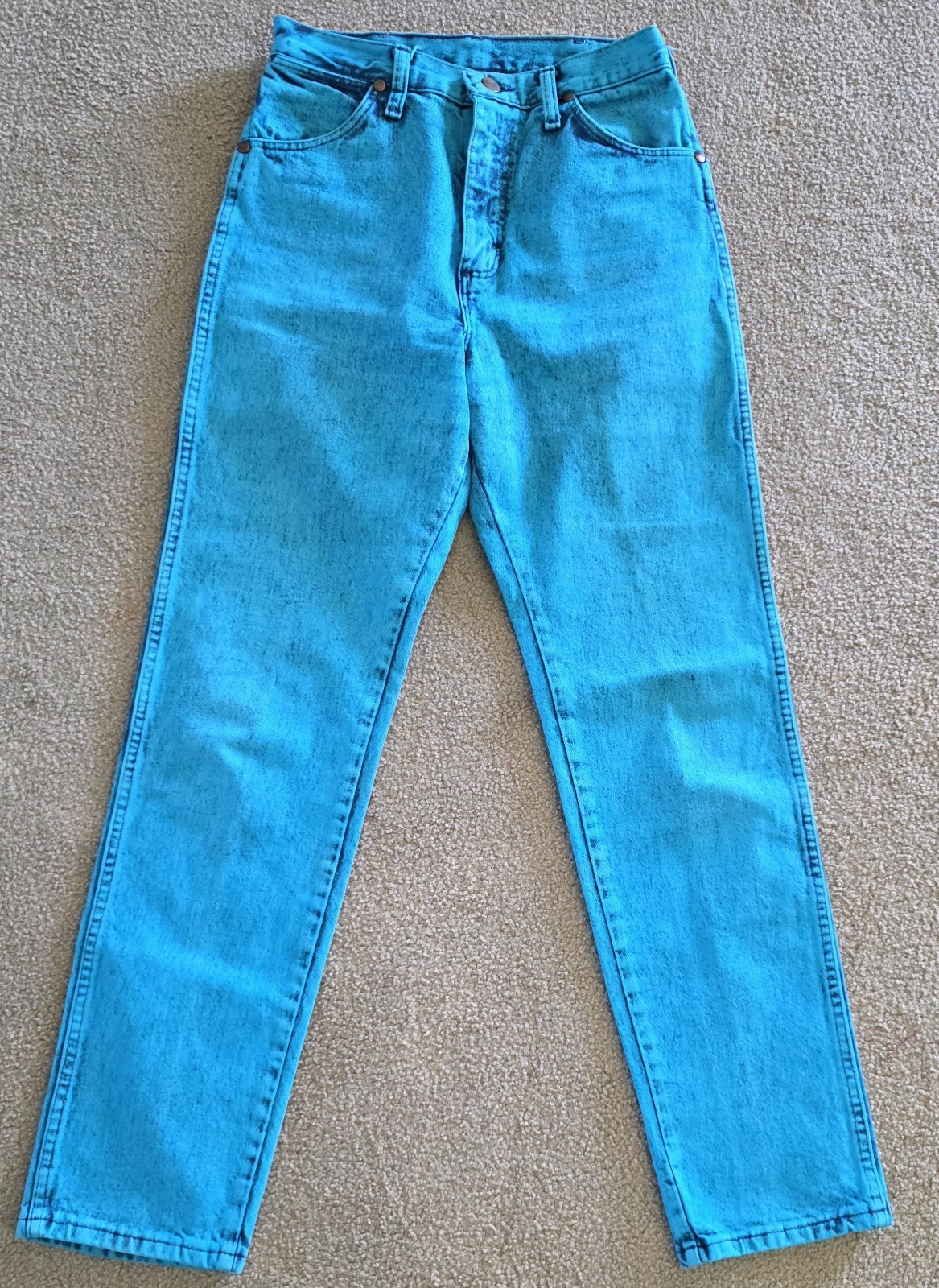 Vintage Turquoise Blue Stonewashed Wranglers Womens 28