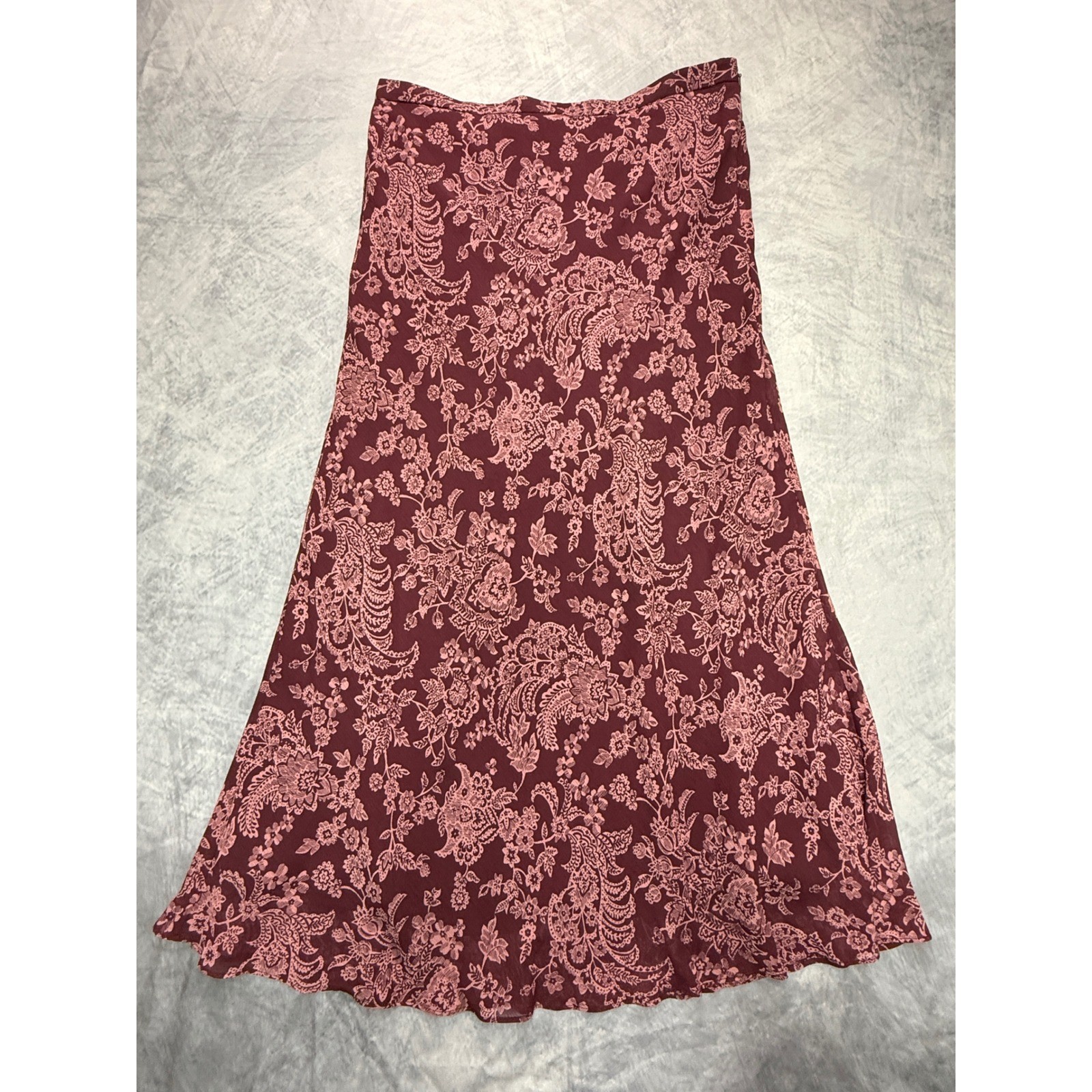 Vtg y2k 90s whimsigoth maxi skirt Womens sz L Burgundy Paisley practical magic