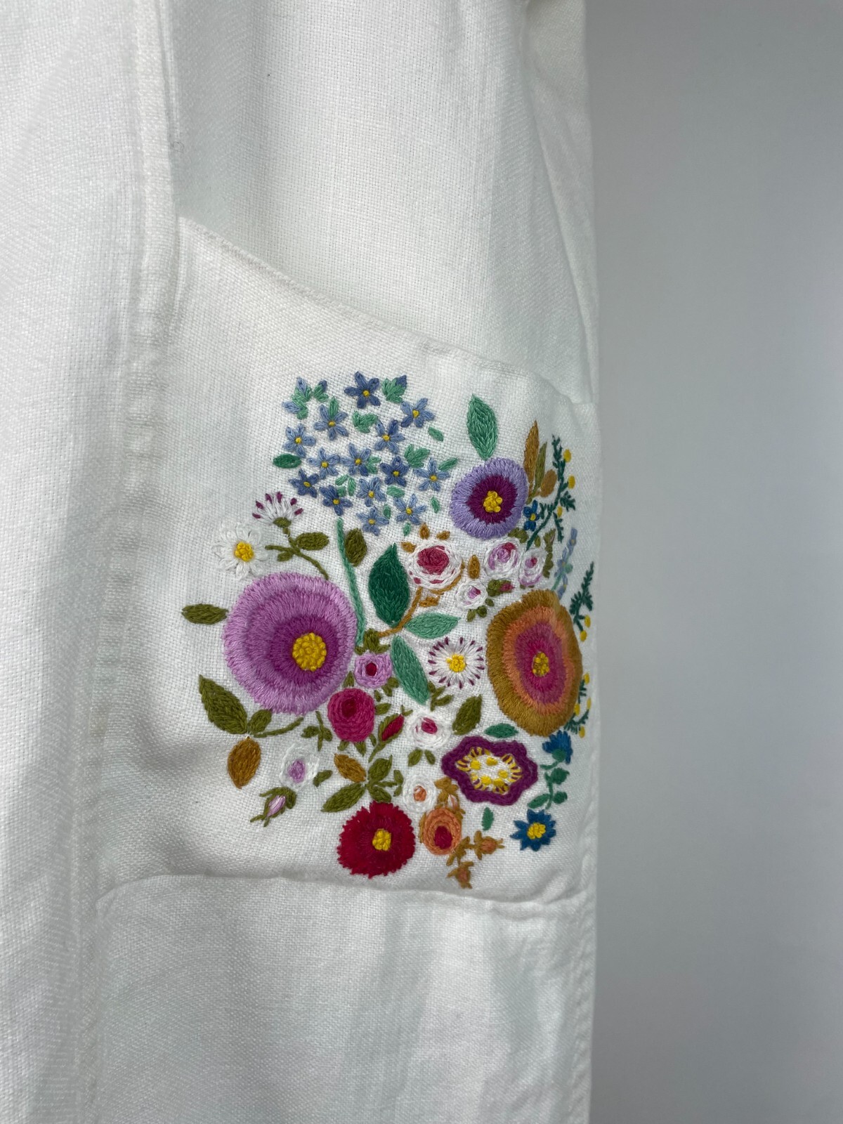 VTG 1990’s White Embroidered Floral Loose-Fit Dress Size XL