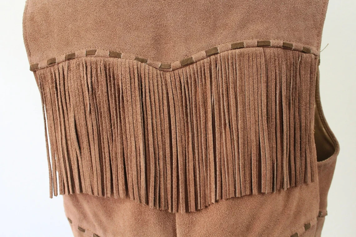 Vtg 50s H Bar C Western California Ranchwear Fringe leather Skirt Vest Set TAGS!
