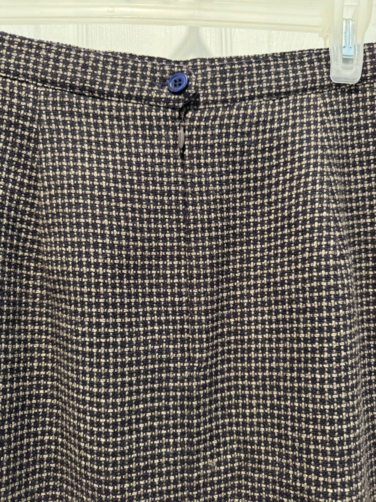 VTG JH Collectibles Plaid Black Skirt SZ12 100% Wool Pleats Back Button Zip DW1