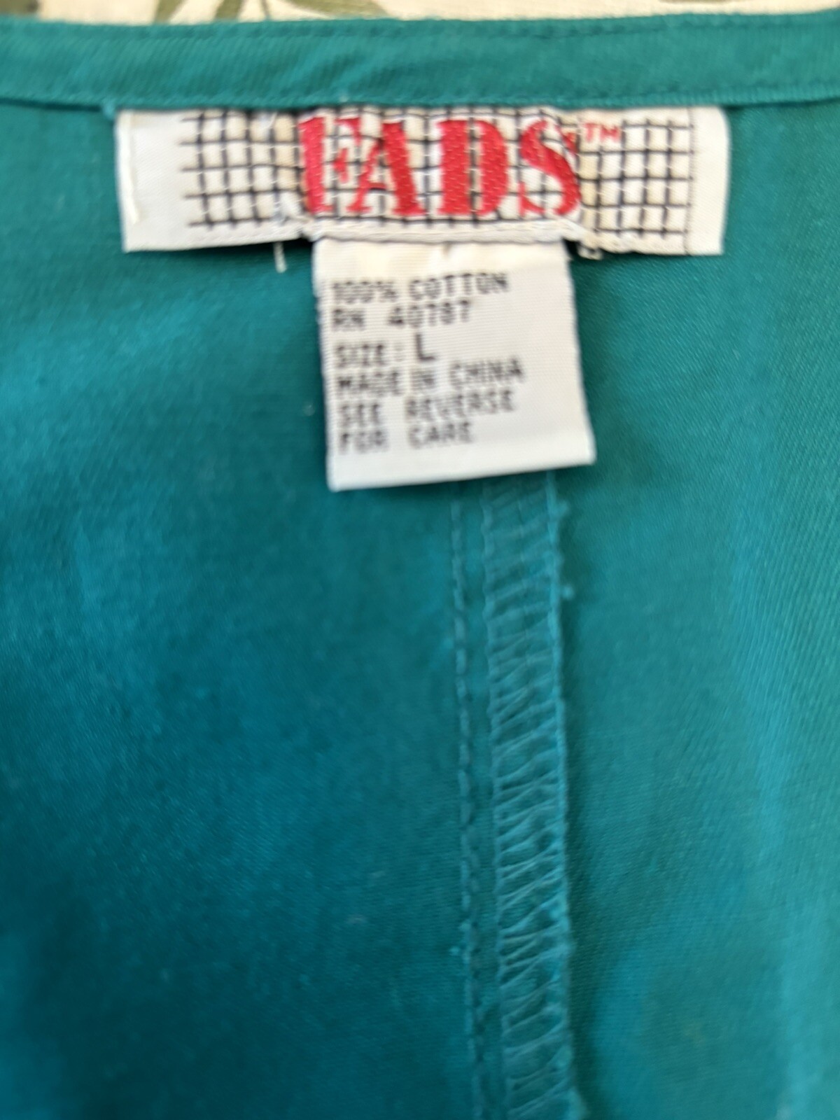 Vintage 90s FADS Teal Green Cotton Jumper w Patch Pockets Size L