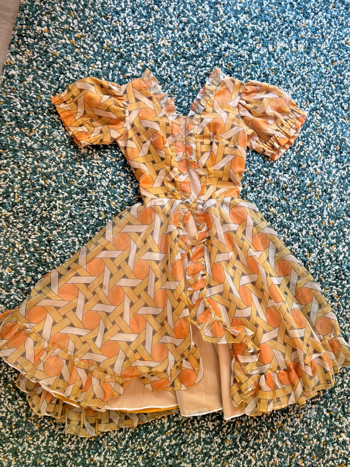 Vintage 50s H Bar C California Ranchwear Dress, Orange, Size Small