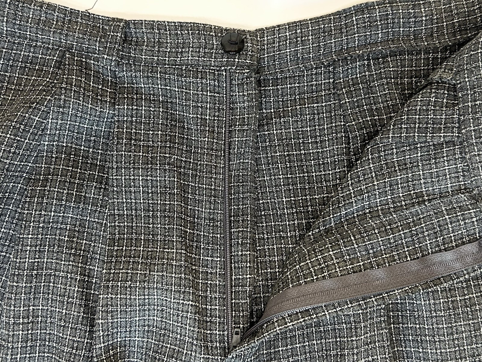 NOS VTG Grey Plaid Check High Waist Baggy Pleats Annie Hall Keaton Pants 28×28.5