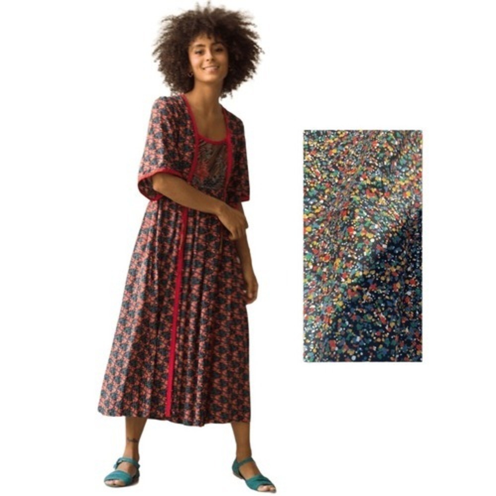 T6 Vintage PJ Walsh New York Floral Paisley Boho Prairie Midi Dress Women’s