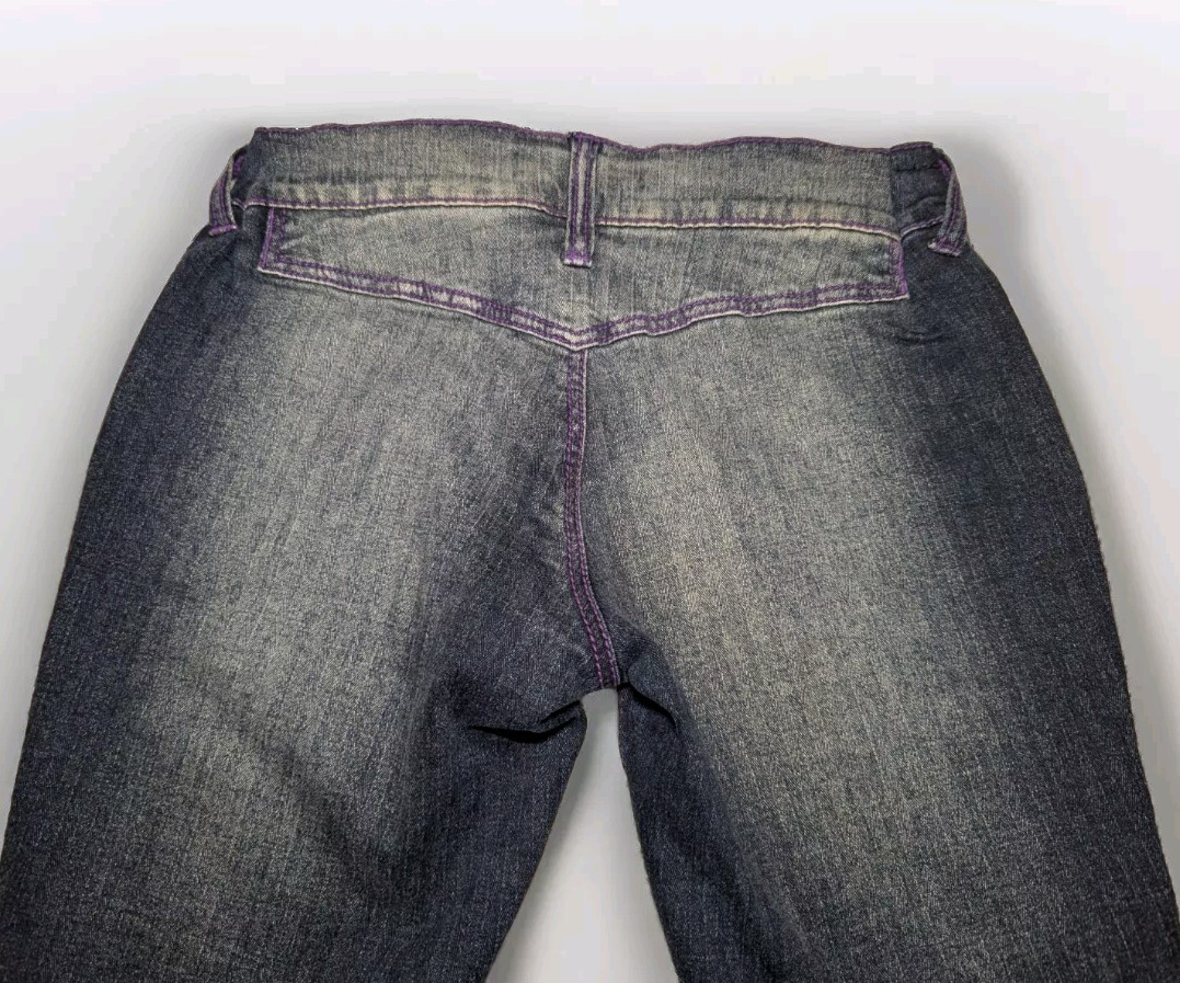 VANILLA STAR Purple STITCHED Low Rise Blue Jeans COOL DENIM Junior’s 5 ALTERED