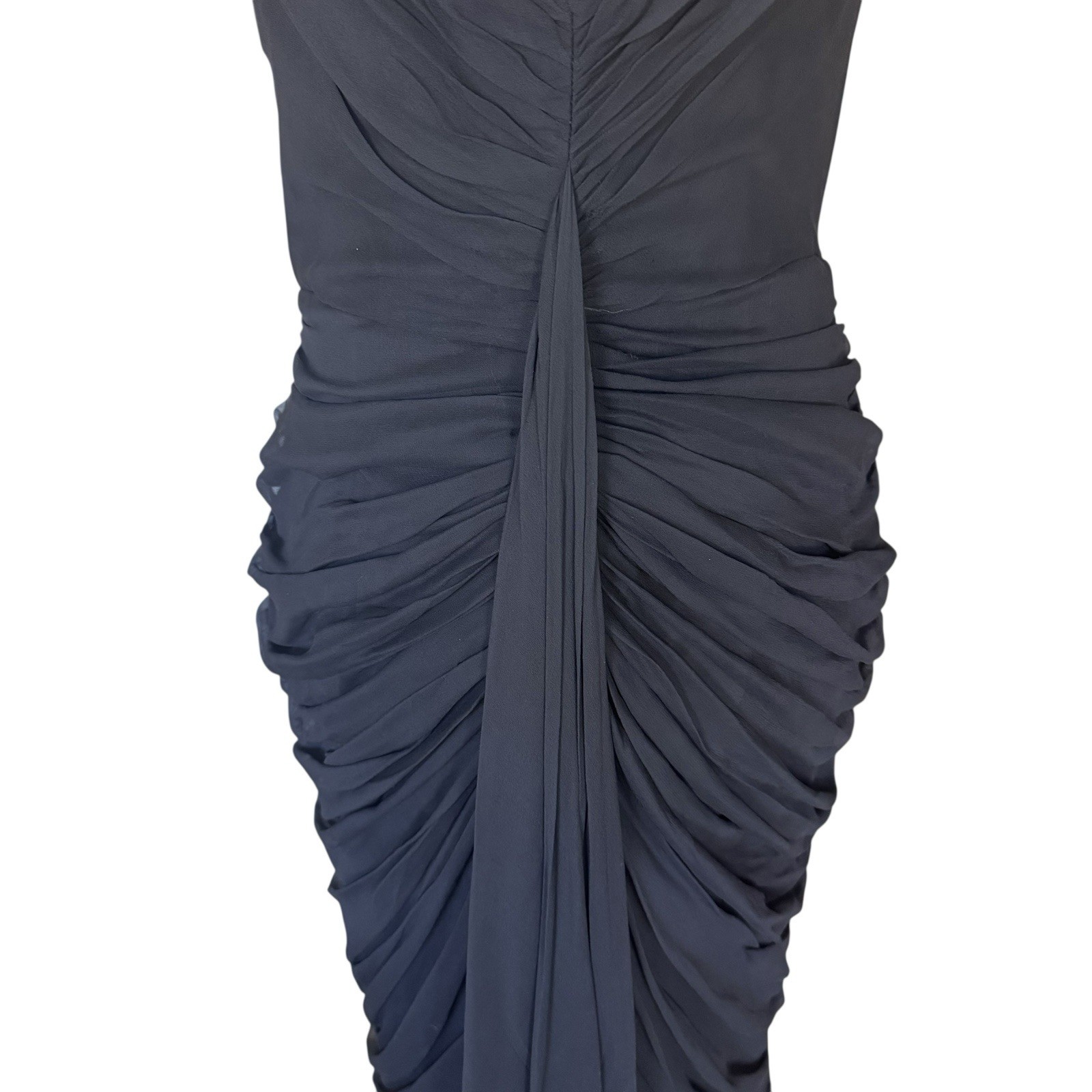Vintage 50s 60s Black Chiffon Sleeveless Evening Cocktail Wiggle Dress Dessés S
