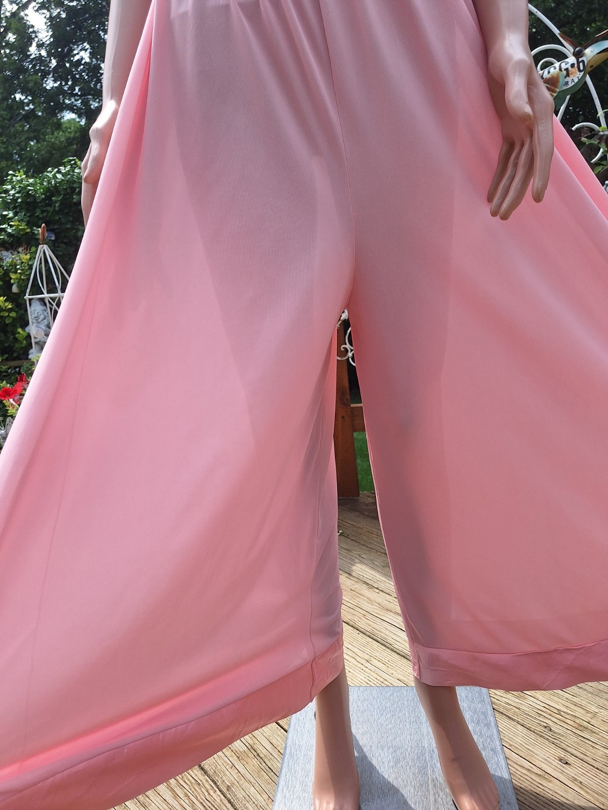 True VTG Mid-century Mod 1960s 1970s Wide Leg Nylon Pajama Jumpsuit Loungewear