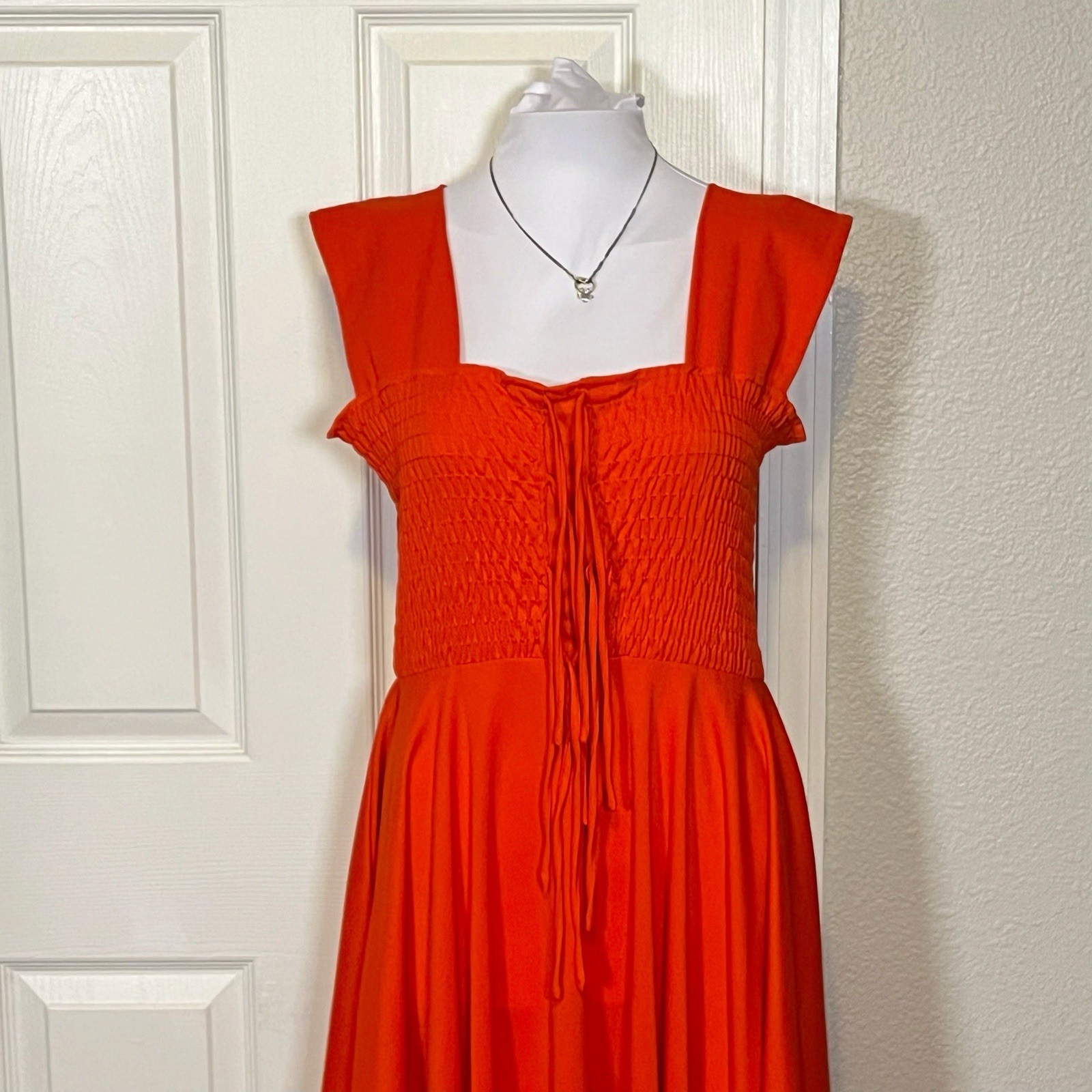 PBJ by Jerell Vintage 70s Tie Front Party Prom Dress Sleeveless Sundress sz 7