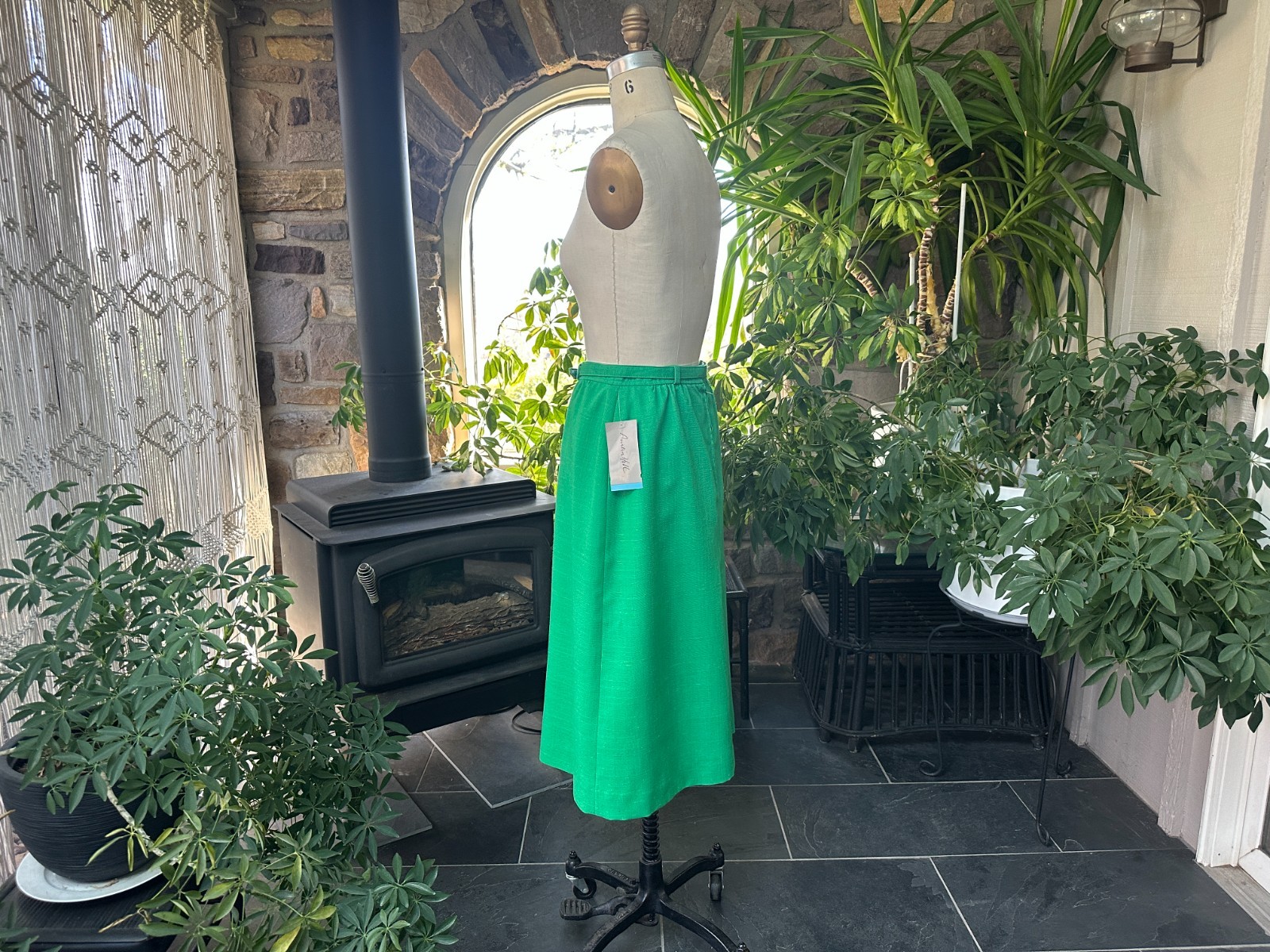Vintage 1970s Austin Hill Kelly Green Lined Skirt Deadstock with Tags