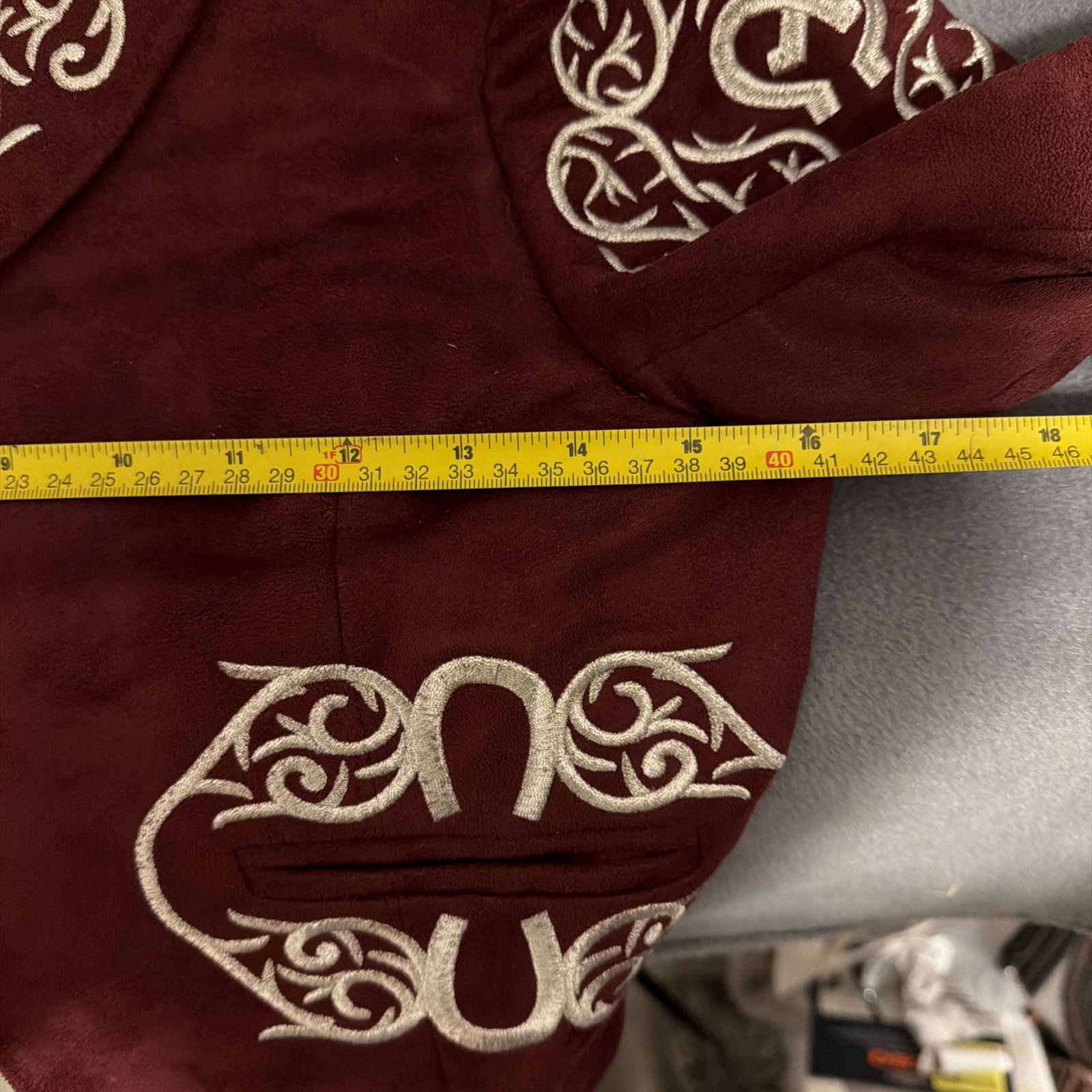 Mexican Embroidered Mariachi Jacket Coat XS Burgundy