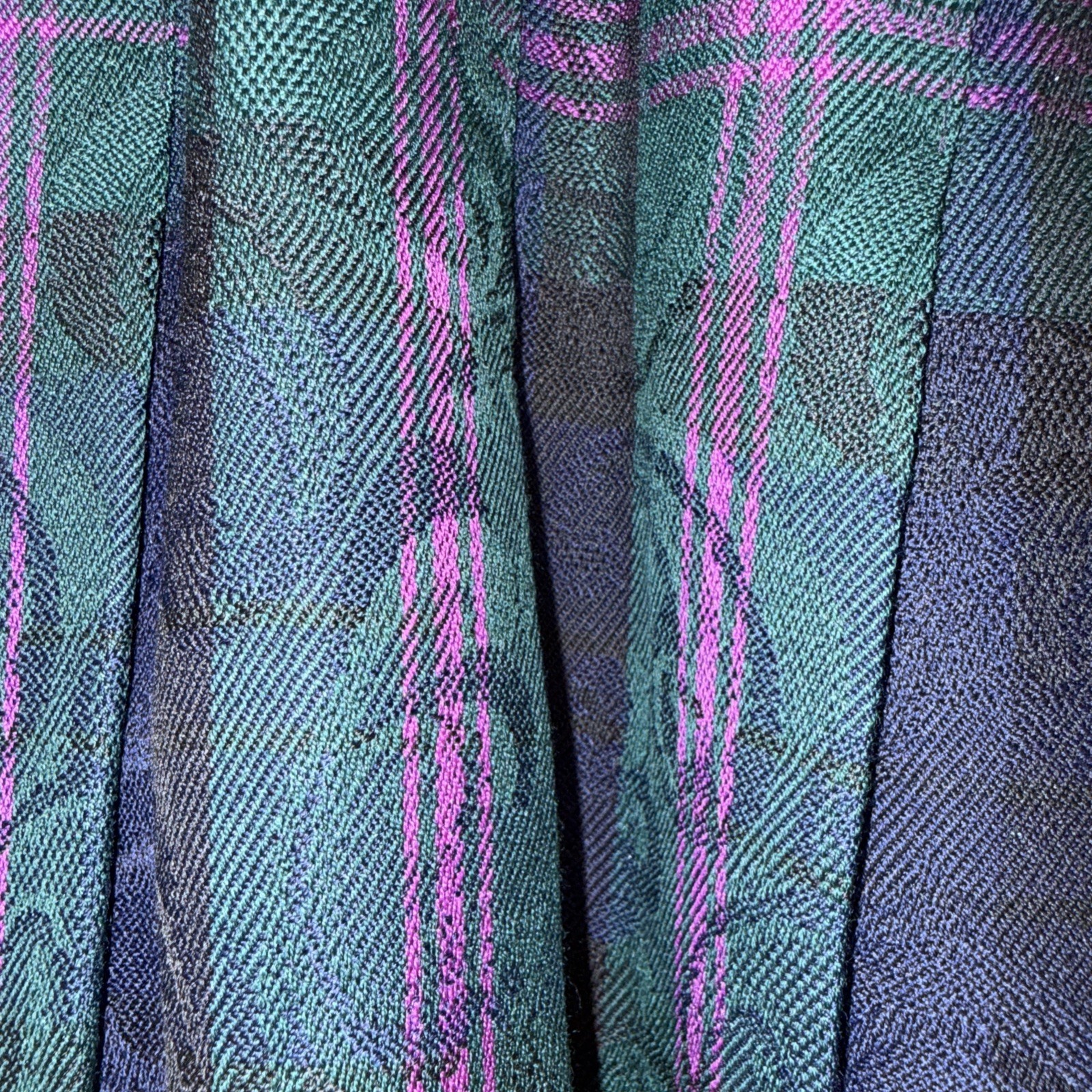VTG Pendleton Wool Tartan Plaid Skirt Pleated Navy Pink Green Size 16 Timeless