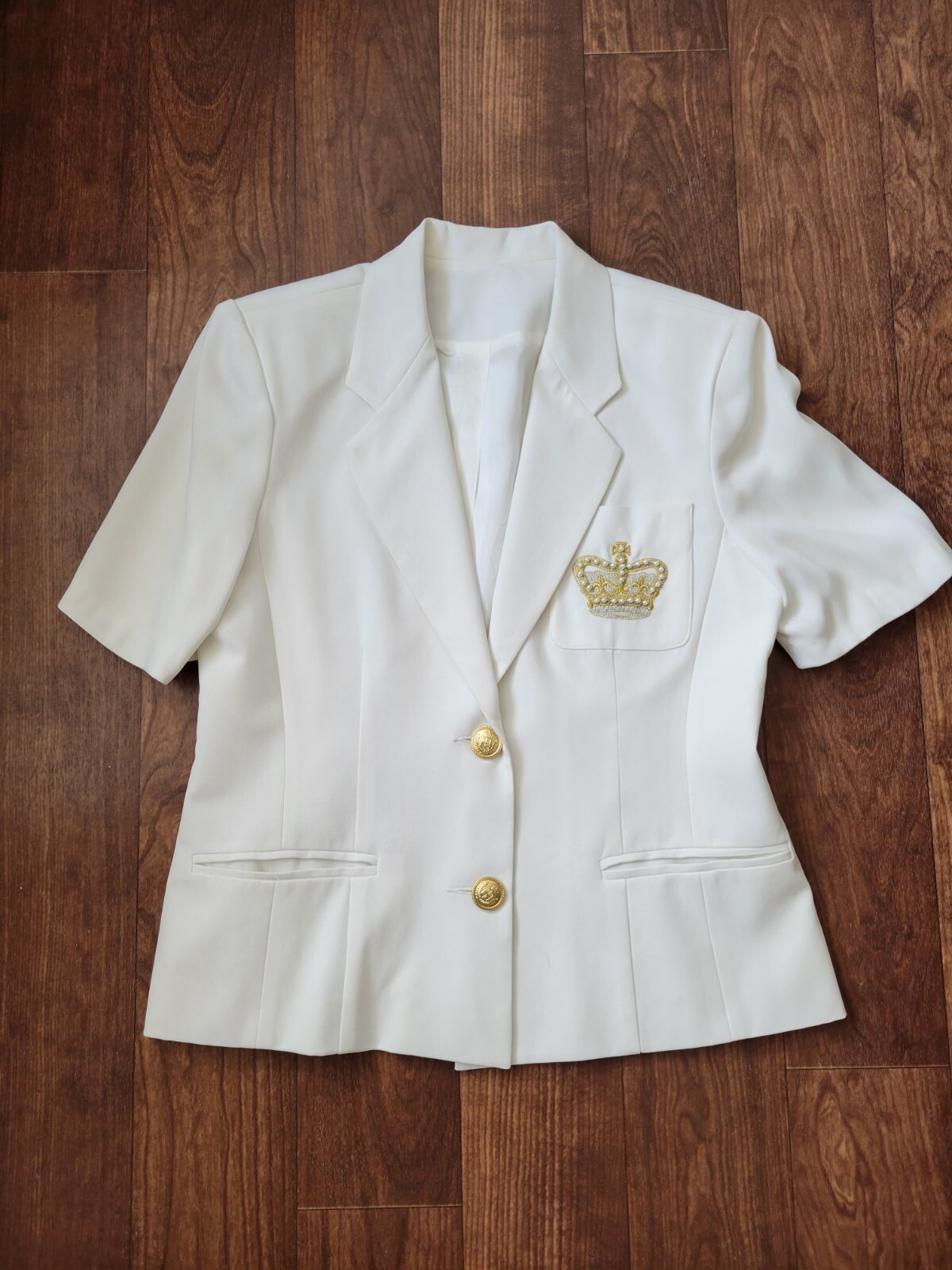 Vintage Retro 90’s Preppy button up white short sleeve blouse viscose Cosplay