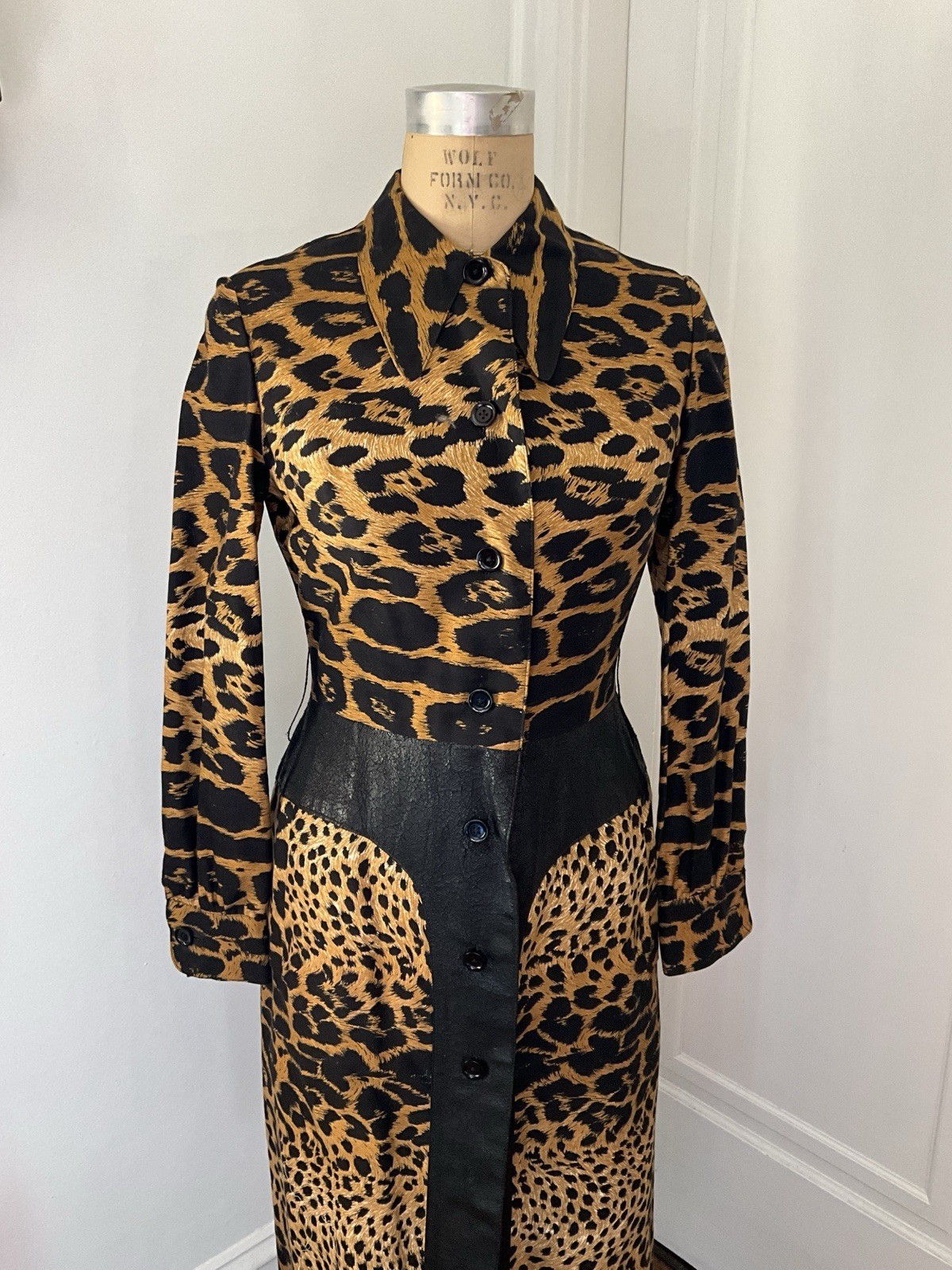 Vintage 1960’s Lanvin Leopard Print Silk Dress with Wide Belt