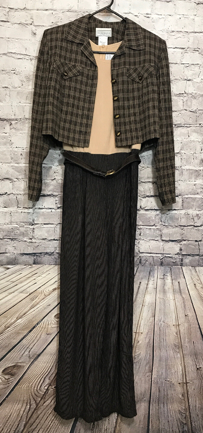 ED MICHAELS BY MELANIE DRUCKER Vintage Women’s 2 Piece Jumpsuit w Jacket Size: 8