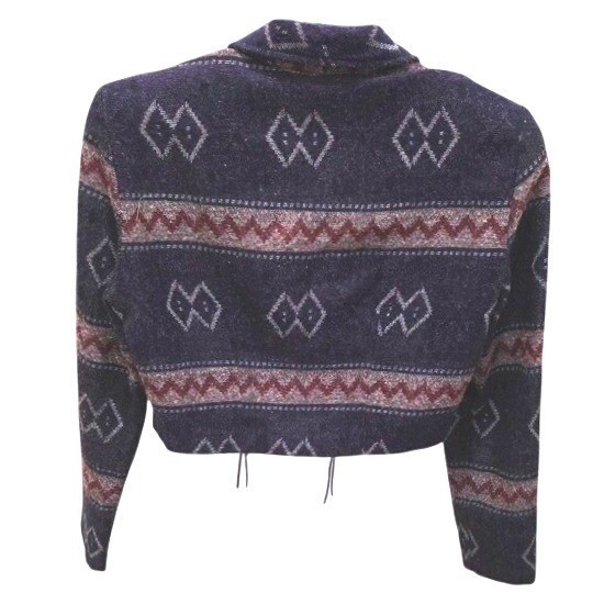 VTG 90s Bonkers Clothing Co Southwestern Aztec Tribal Cropped Jacket Tapestry S