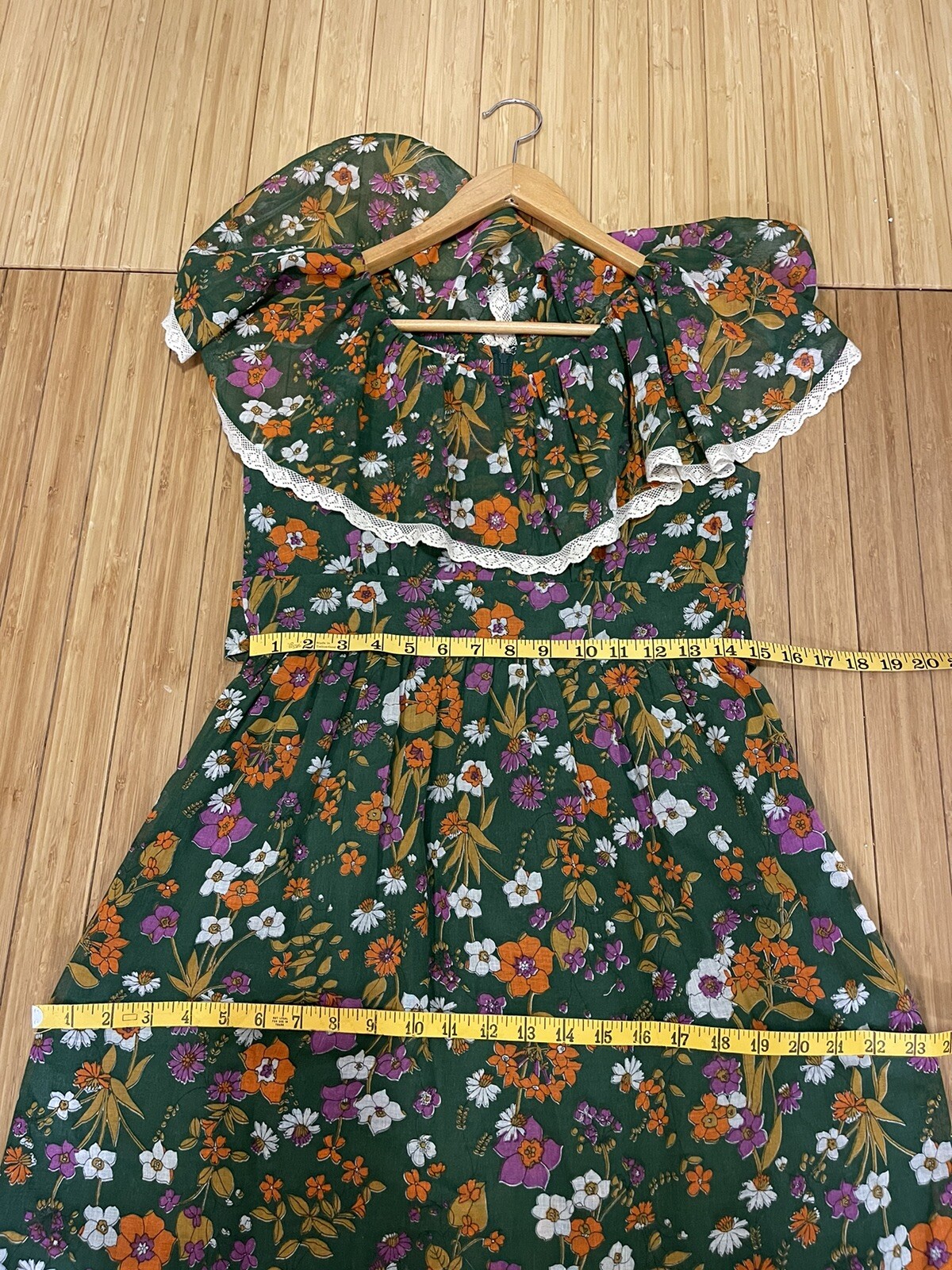 Vintage Edwardian Dress Womens 11 Cottage Ruffles Lace Floral Romantic Boho Fair