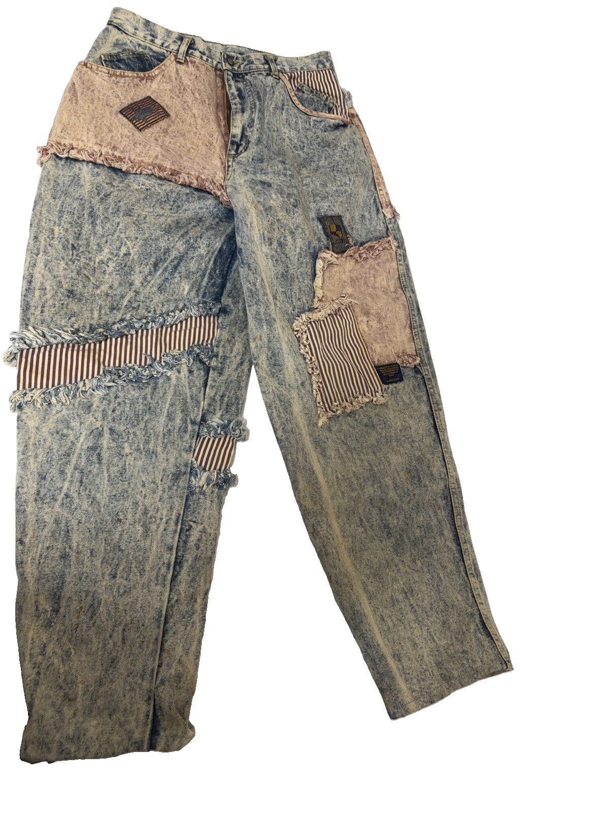 80s Vintage Kozmic Blues Acid Wash Patchwork Jeans 32M