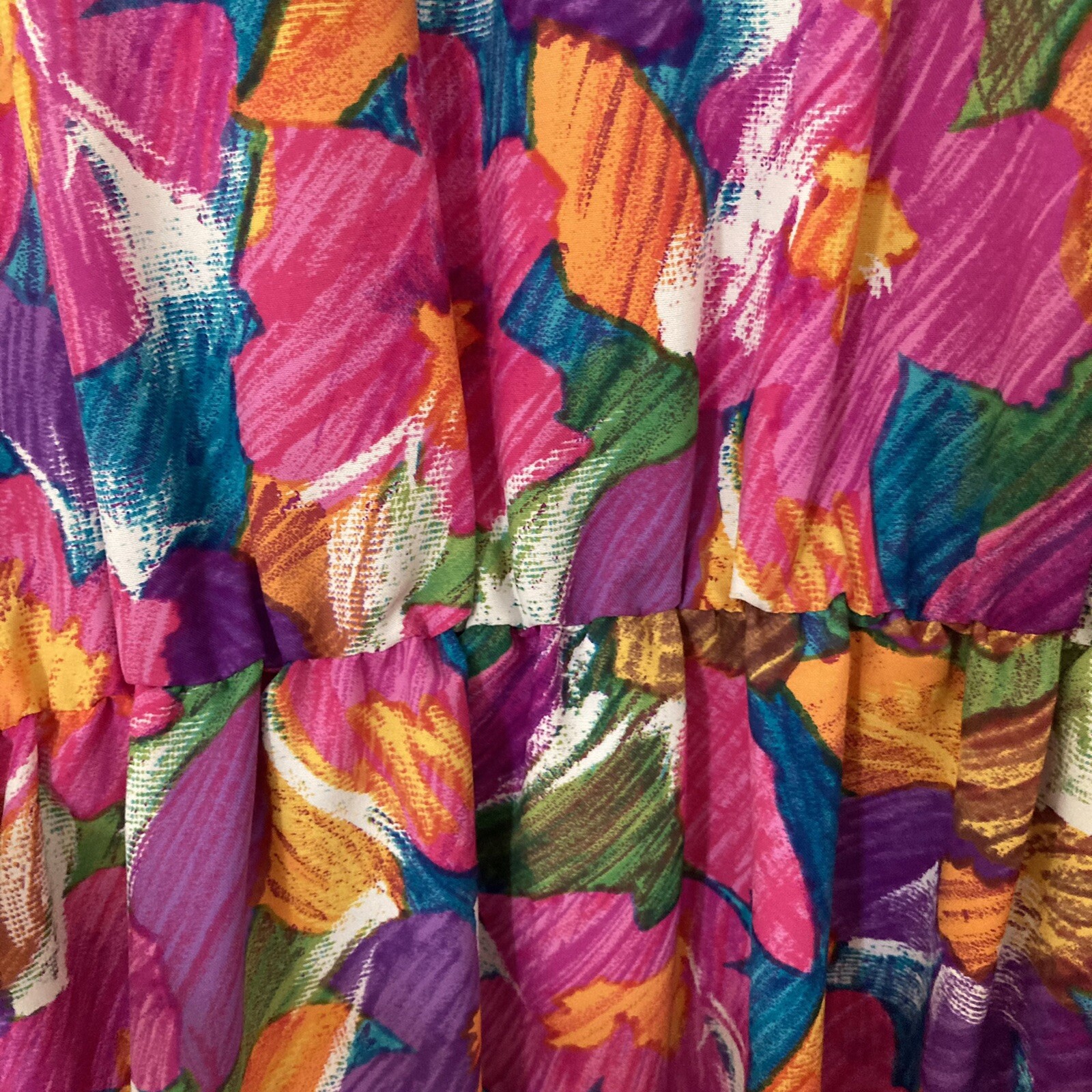 Vintage Tanner Shirtdress Size 4 Pink Orange Green Belted Shoulder Pads Pockets