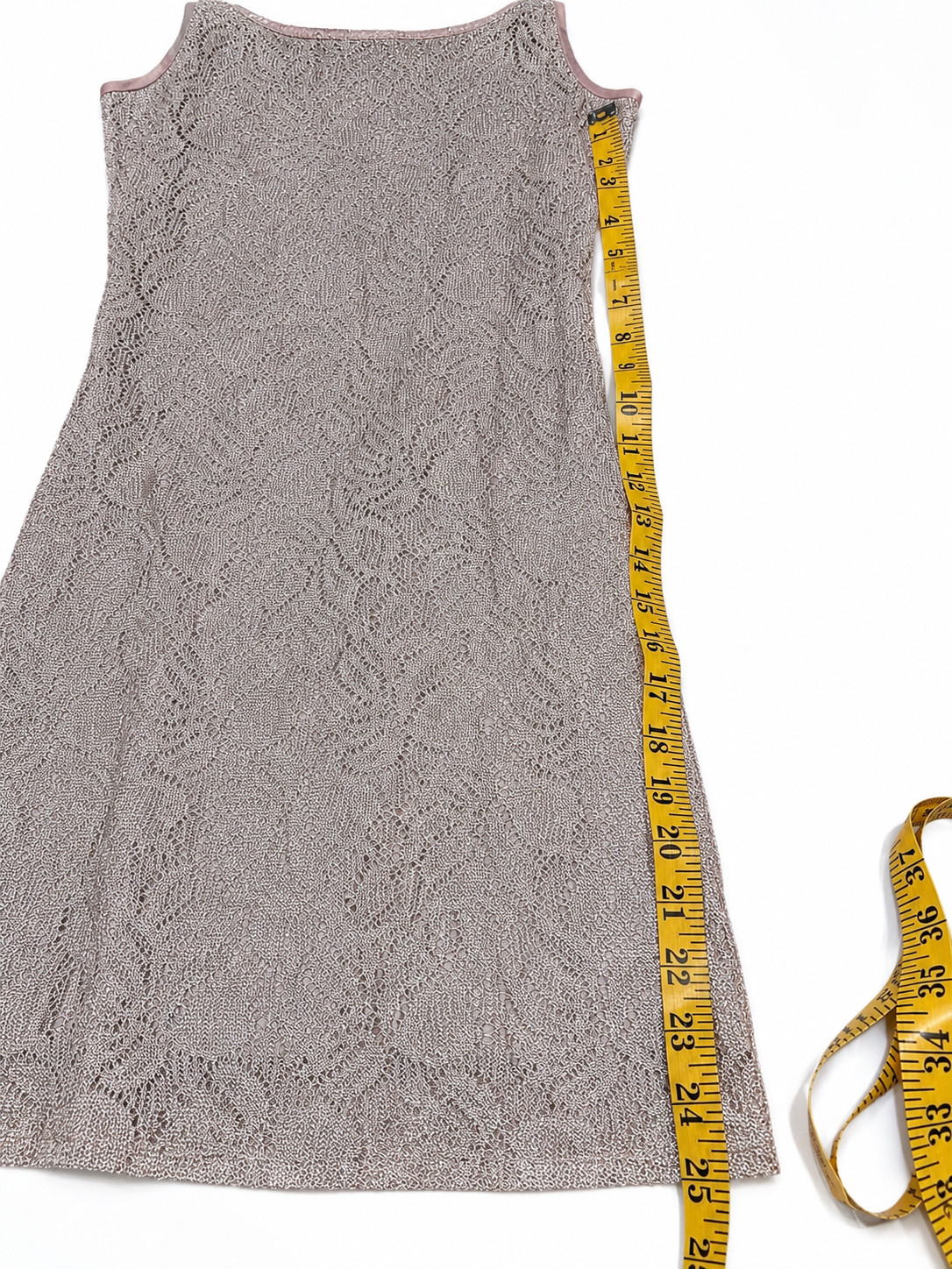 Vintage Bari-Jay 90s Champagne Gold Metallic Lace Cocktail Dress Size 3/4 USA