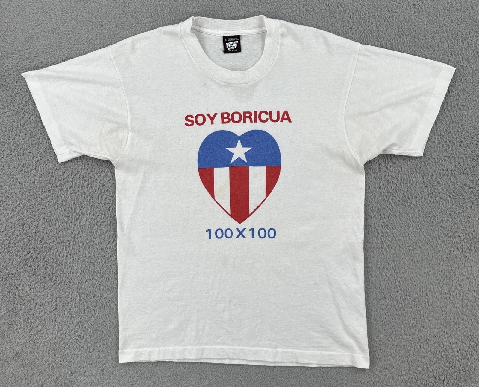 Vintage Screen Stars Best Large White T Shirt Made In USA Soy Boricua 100×100