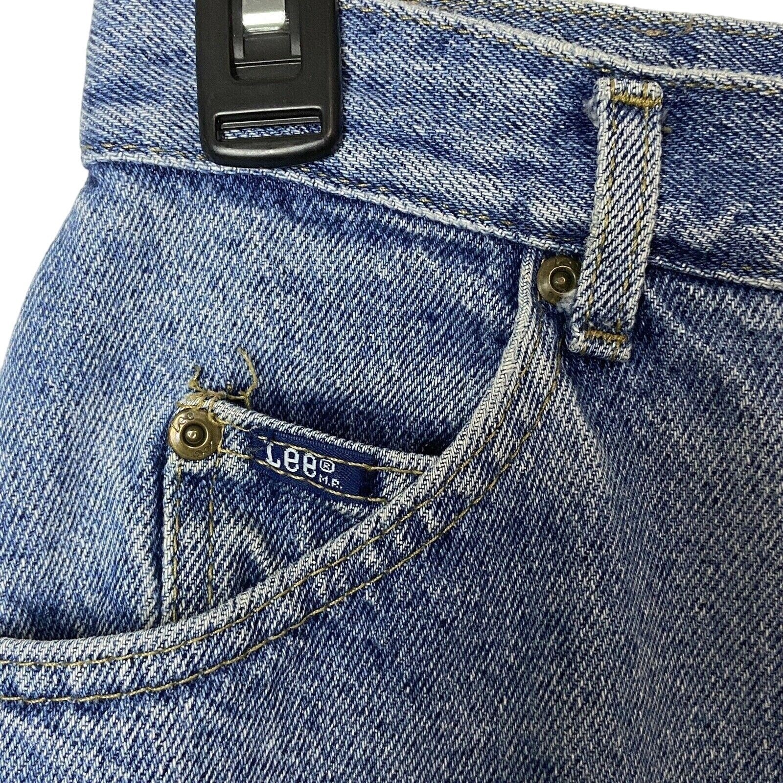 Vtg Lee Mom Jeans Womens 8 Long 100% Cotton High Rise Tapered Leg 27 x 32 USA
