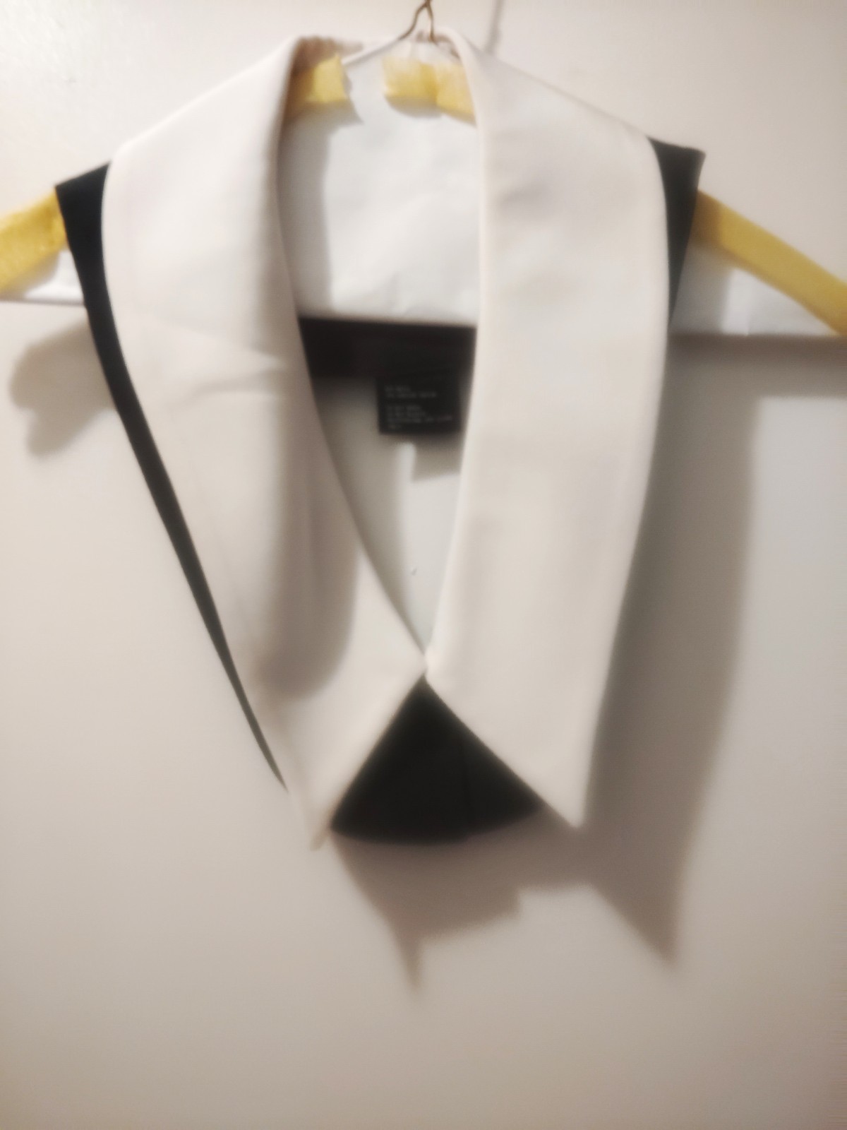 Vintage Women’s ADD on Collar Black & Ivory Satin V Neck