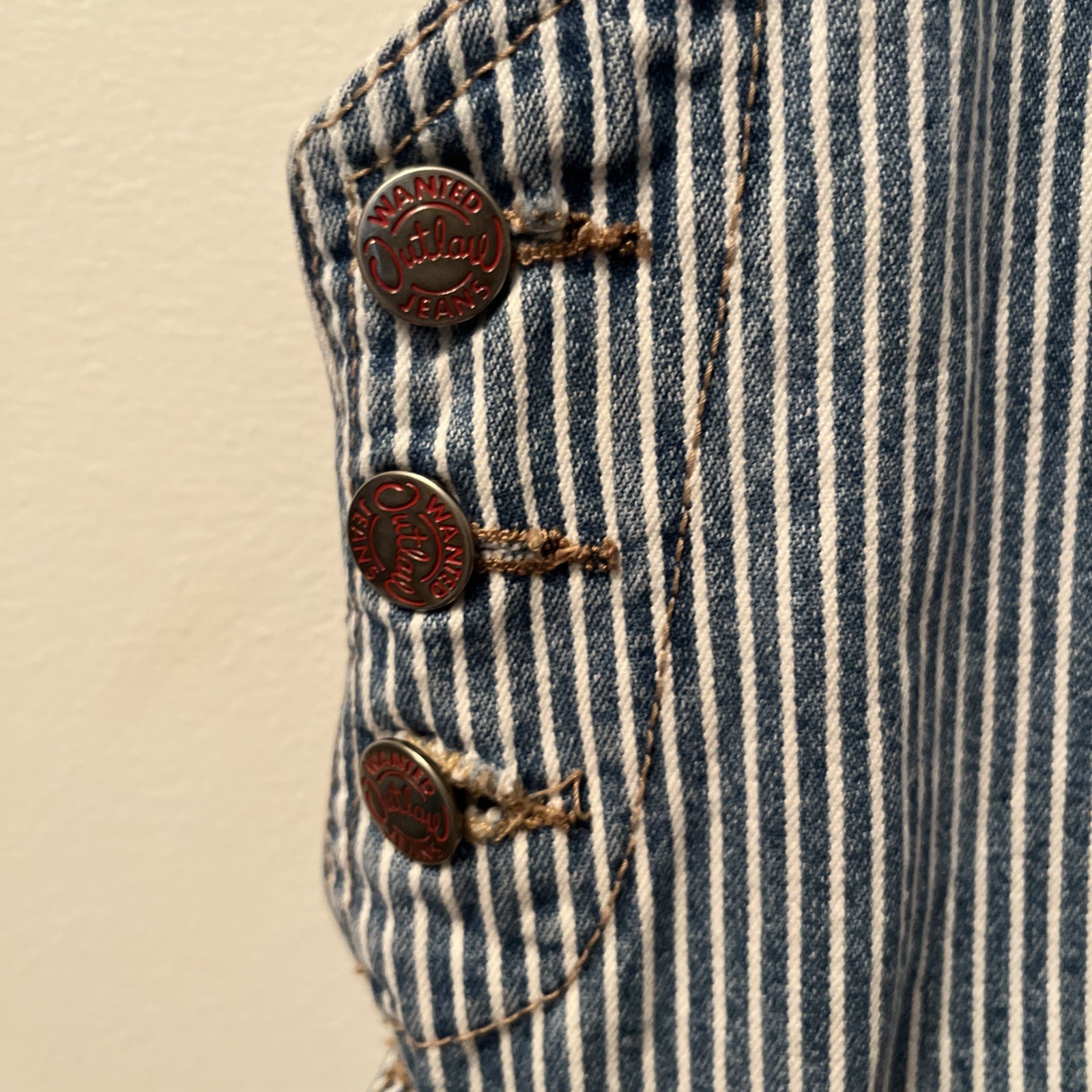 Vintage The Original Outlaw Railroad Conductor Stripe Overall Jumper Size Large