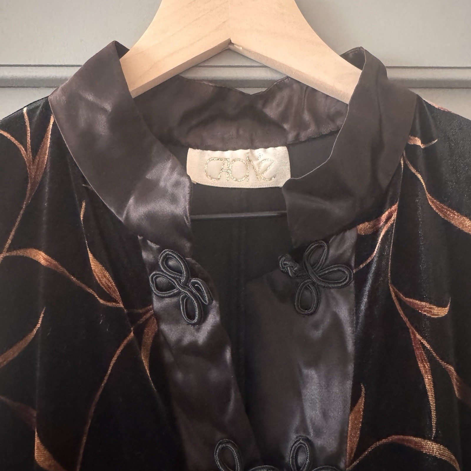 Vintage Rare Cottage Core Cache Asian-Inspired Velvet Duster / Kimono Dress M
