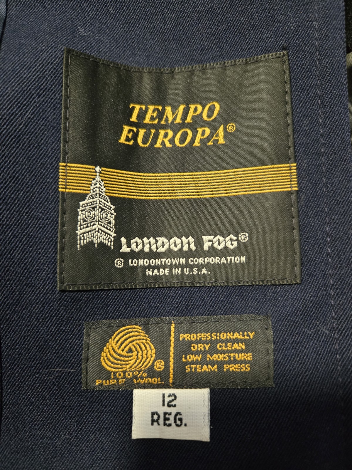 Vintage Tempo Europa London Fog 100% Wool Trench Coat Women’s 12 Regular Blue
