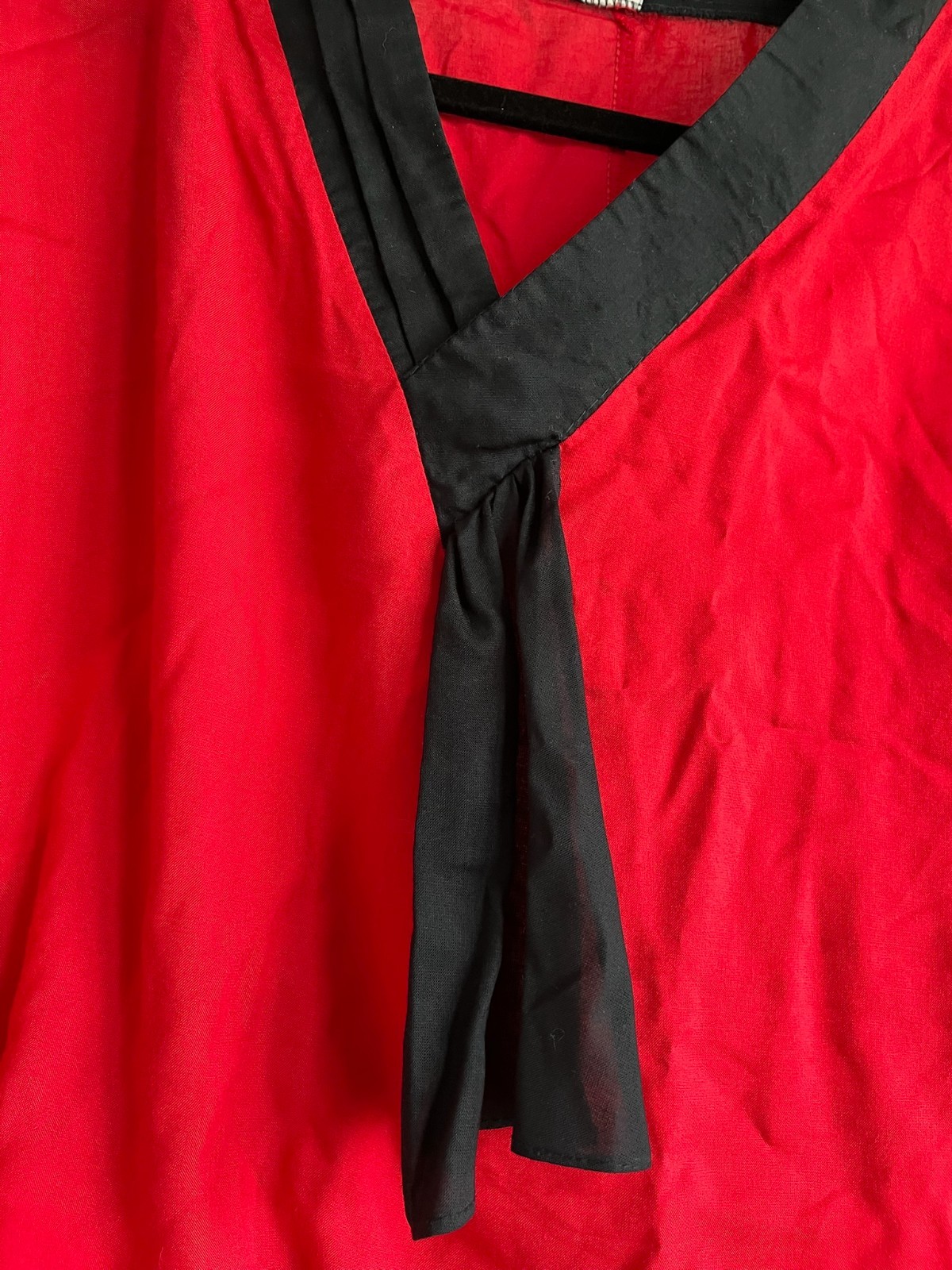 Vintage Archival H&M Hennes & Mauritz Red Black Blouse Top M 38/40 1960s 1970s