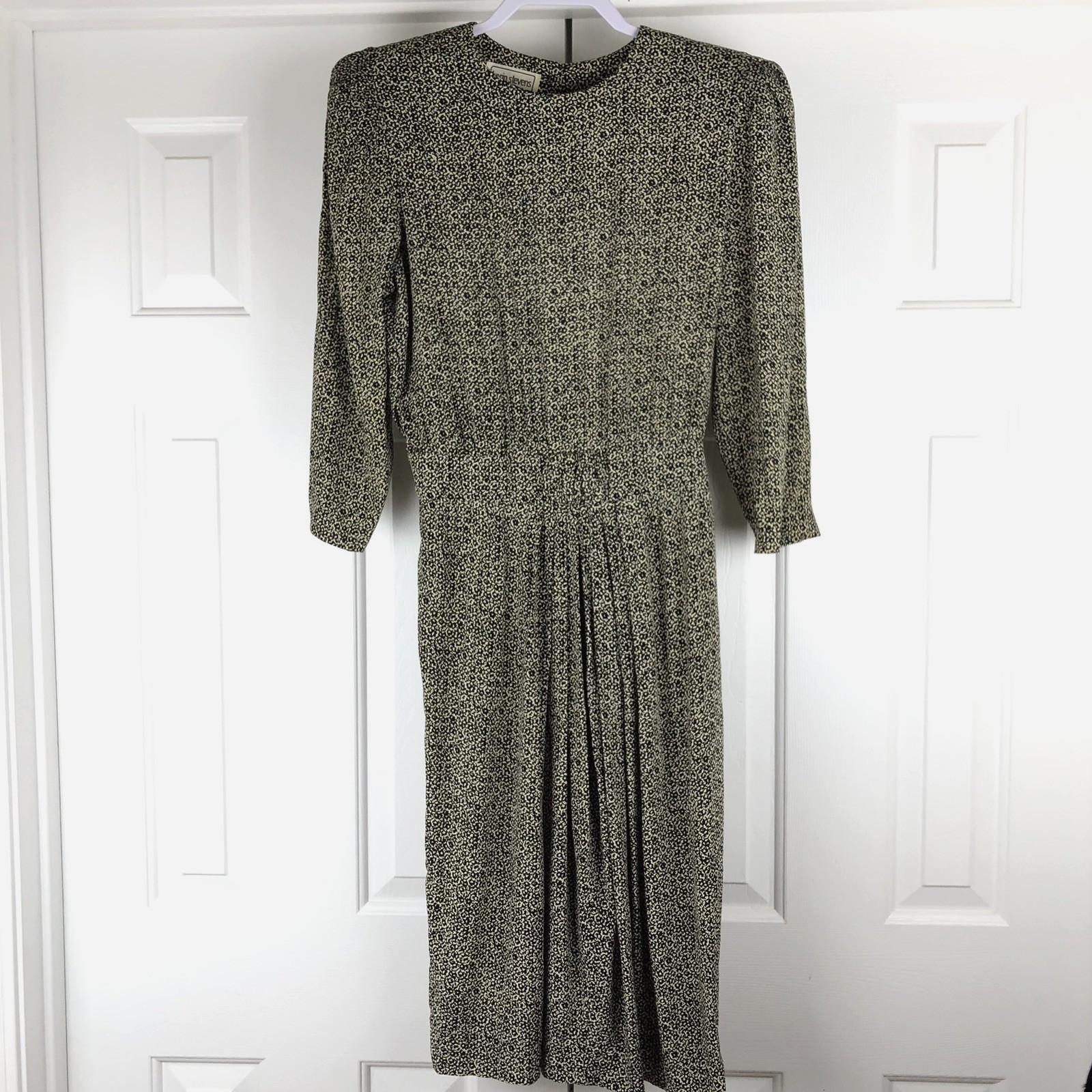 Vintage Karin Stevens Petites 90’s Dress 14 Black Beige Secretary Career Fitted