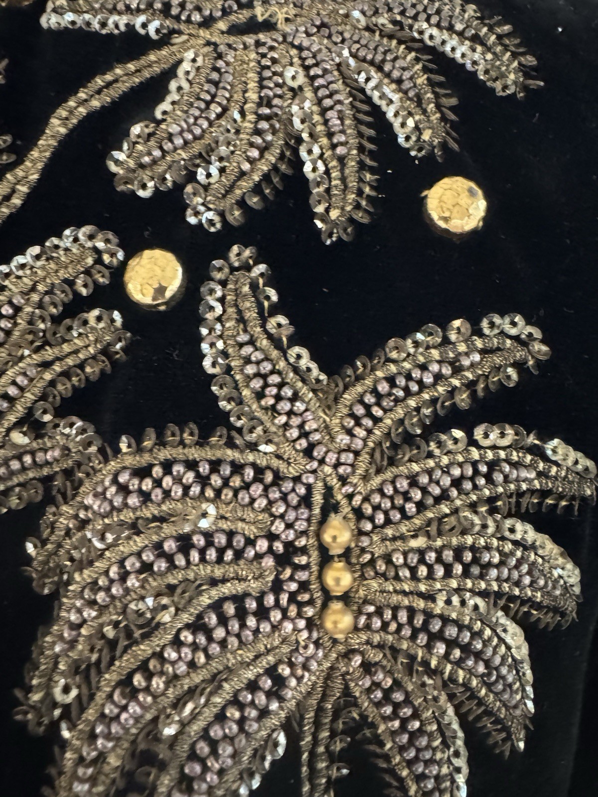 Vintage Neiman Marcus Black Velvet Hand Beaded Sequin Evening Jacket M