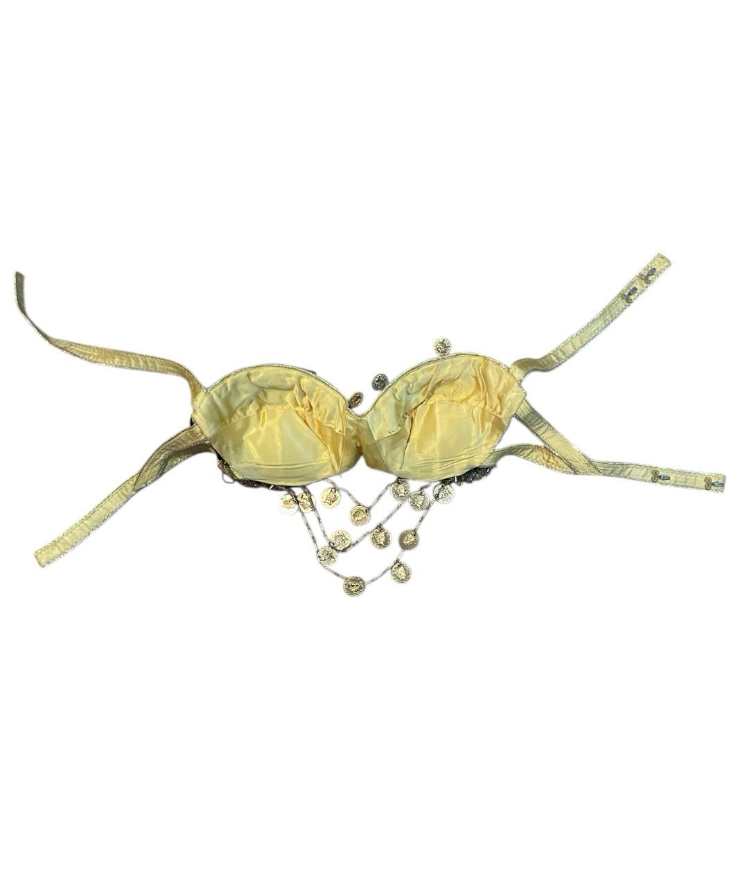 1950s Gold Lame Burlesque / Belly Dancer Coin Bra Size 34~36