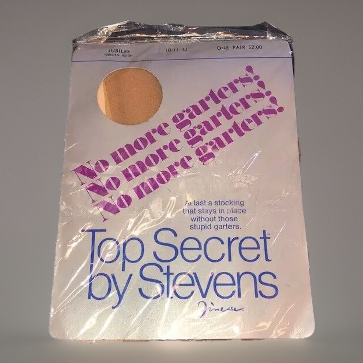 VTG New Top Secret By Stevens No Garter Stockings 10-11 M Jubilee Golden Beige