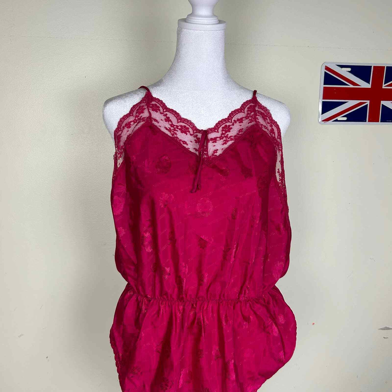 Vintage 90s Avon fuschia pink slip bodysuit size M