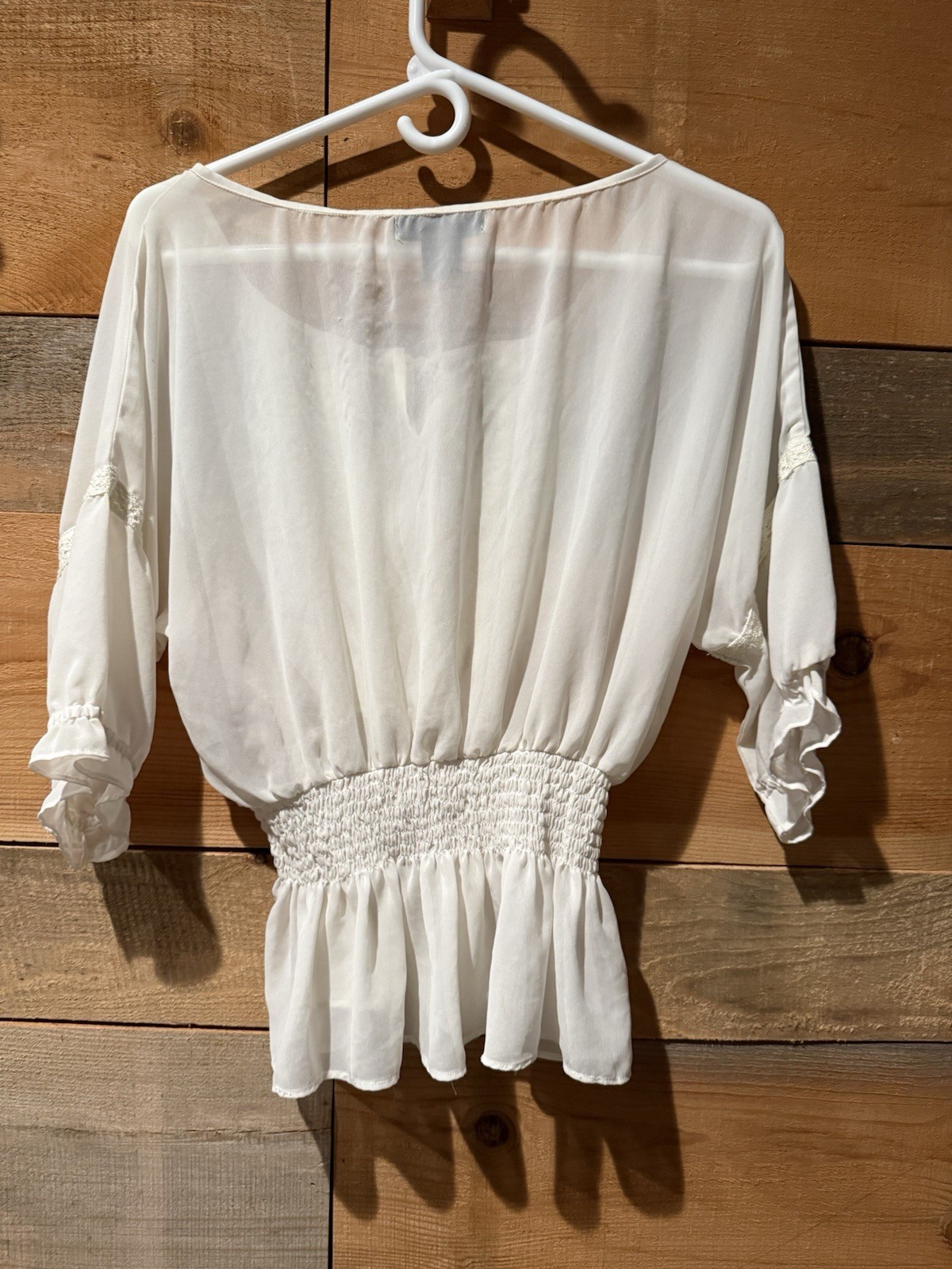 Vintage 90s Boho Peasant Blouse Woman XL Romantic Babydoll Whimsygoth Sheer