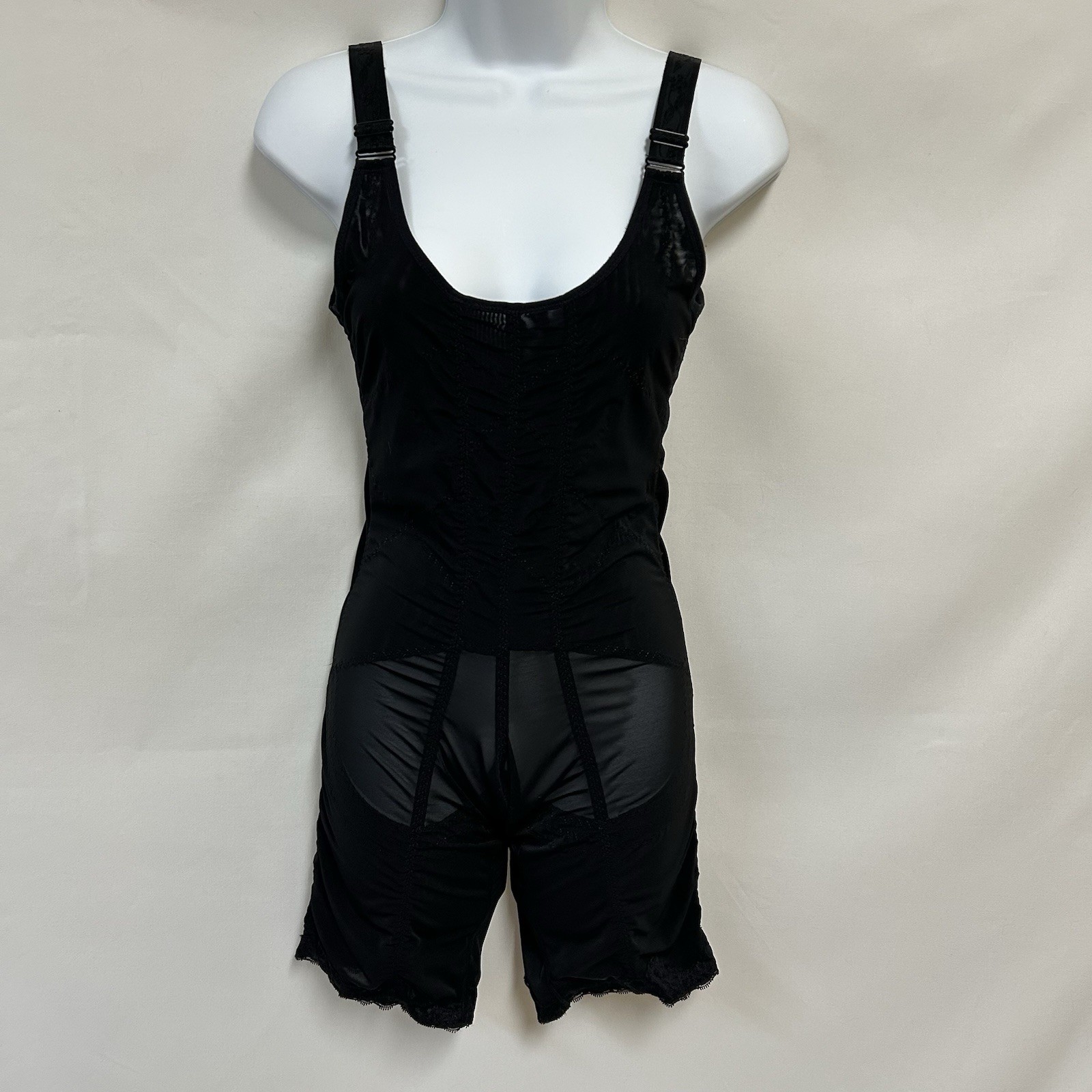 Supplim Shapewear Large Black Long Leg Crotchless Bodysuit Waist Cincher