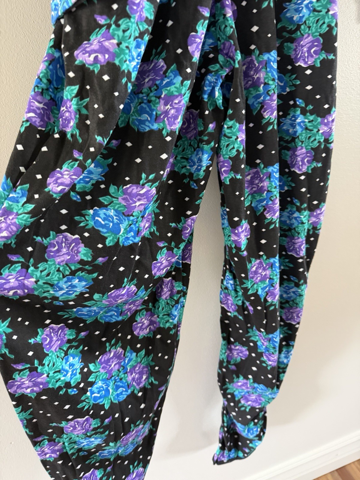 vintage floral jumpsuit 80s Mooncraft made in USA w/pockets Size medium